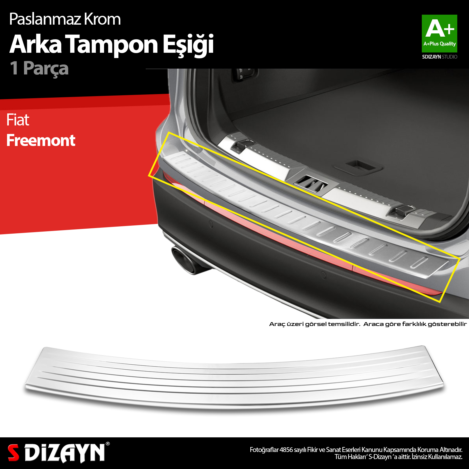 S-Dizayn Fiat Freemont Krom Arka Tampon Eşiği 2012 Üzeri A+ Kalite S-Dizayn Fiat Freemont Krom Arka Tampon Eşiği 2012 Üzeri A+ Kalite