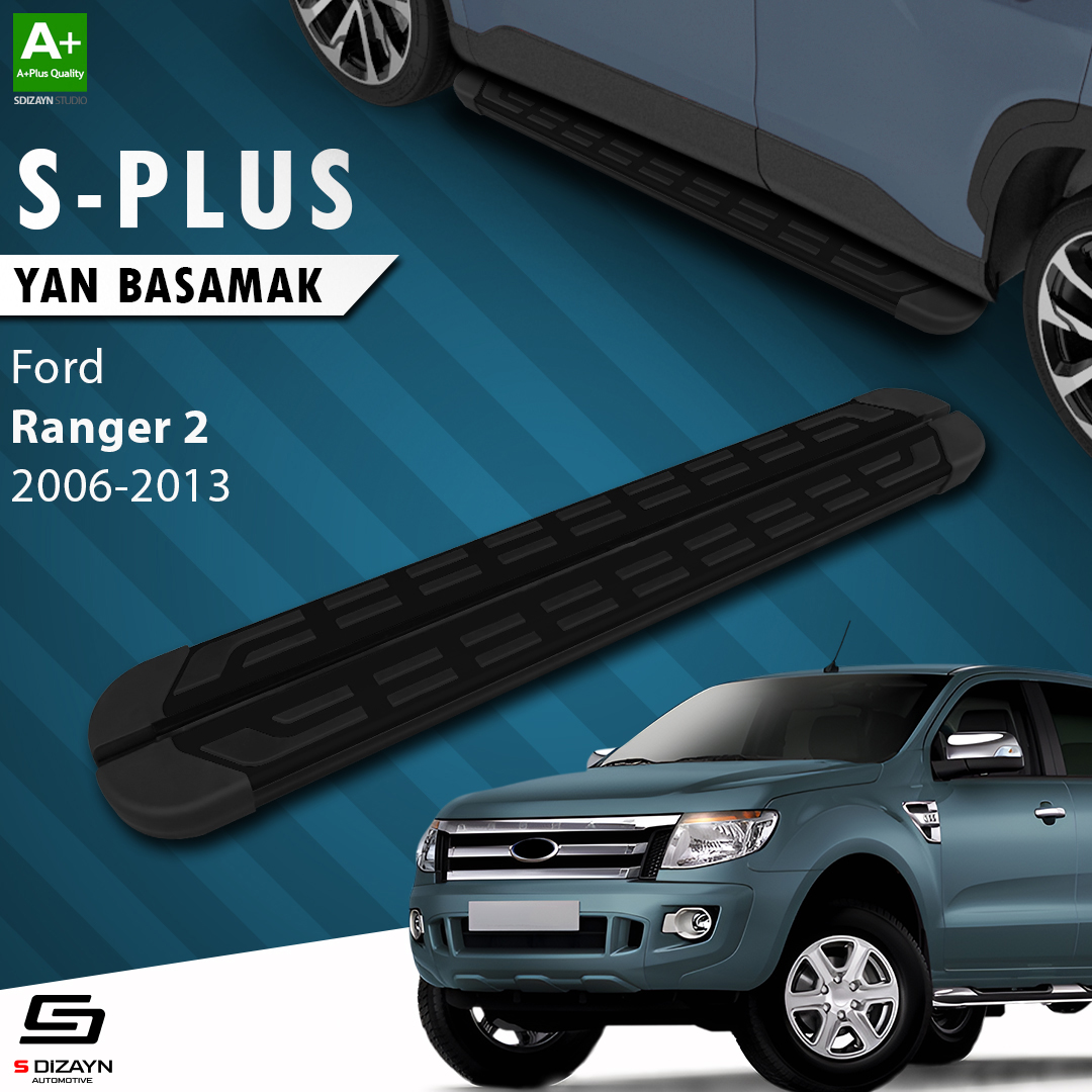 S-Dizayn Ford Ranger 2 S-Plus Siyah Yan Basamak 193 Cm 2006-2013 A+ Kalite S-Dizayn Ford Ranger 2 S-Plus Siyah Yan Basamak 193 Cm 2006-2013 A+ Kalite