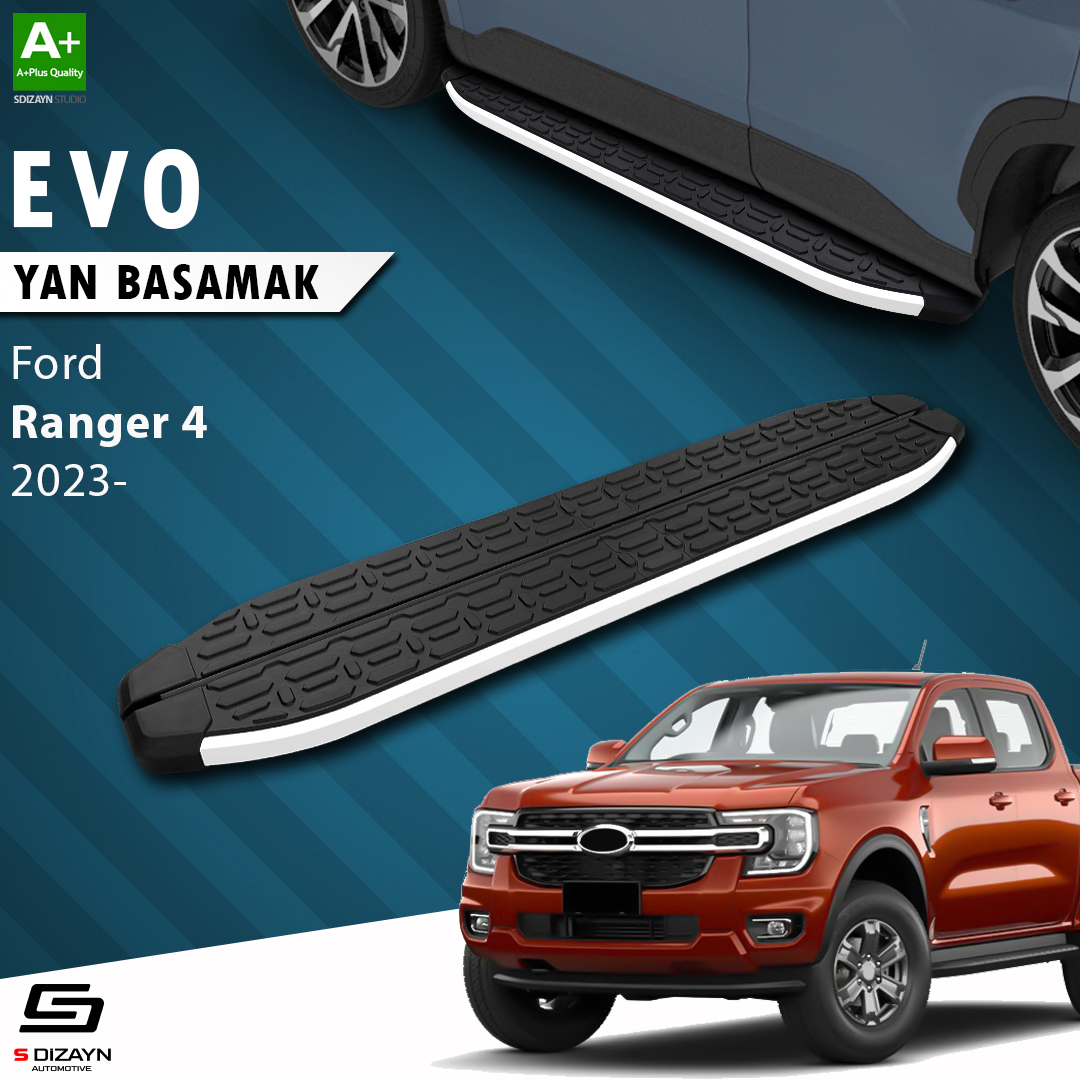 S-Dizayn Ford Ranger 4 Evo Aluminyum Yan Basamak 203 Cm 2023 Üzeri A+ Kalite S-Dizayn Ford Ranger 4 Evo Aluminyum Yan Basamak 203 Cm 2023 Üzeri A+ Kalite
