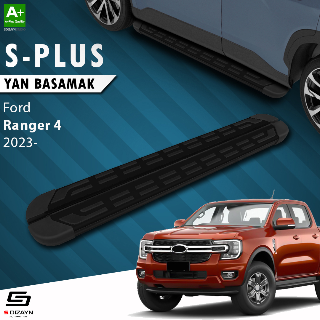 S-Dizayn Ford Ranger 4 S-Plus Siyah Yan Basamak 203 Cm 2023 Üzeri A+ Kalite S-Dizayn Ford Ranger 4 S-Plus Siyah Yan Basamak 203 Cm 2023 Üzeri A+ Kalite
