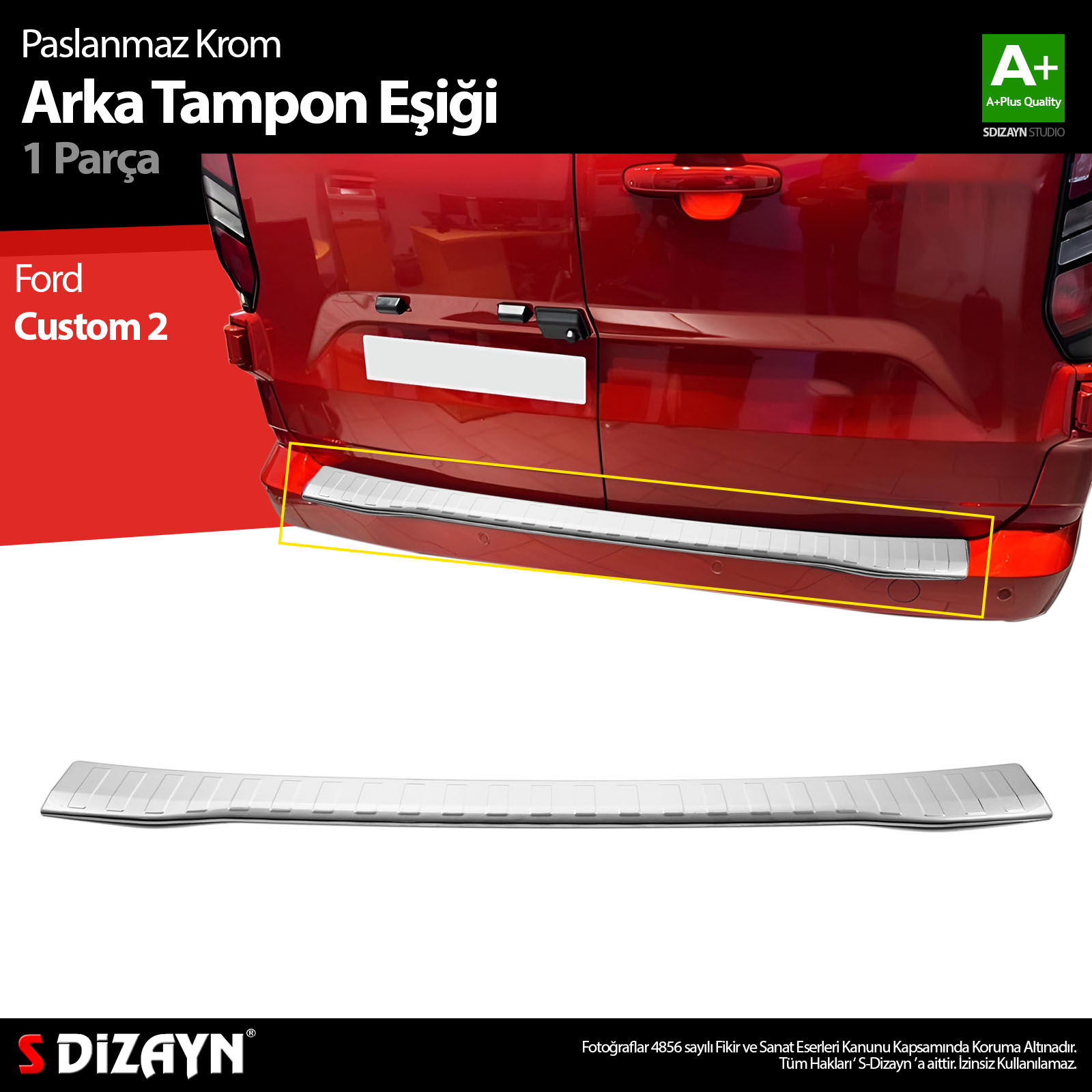 S-Dizayn Ford Tourneo Custom Krom Arka Tampon Eşiği 2023 Üzeri A+ Kalite S-Dizayn Ford Tourneo Custom Krom Arka Tampon Eşiği 2023 Üzeri A+ Kalite