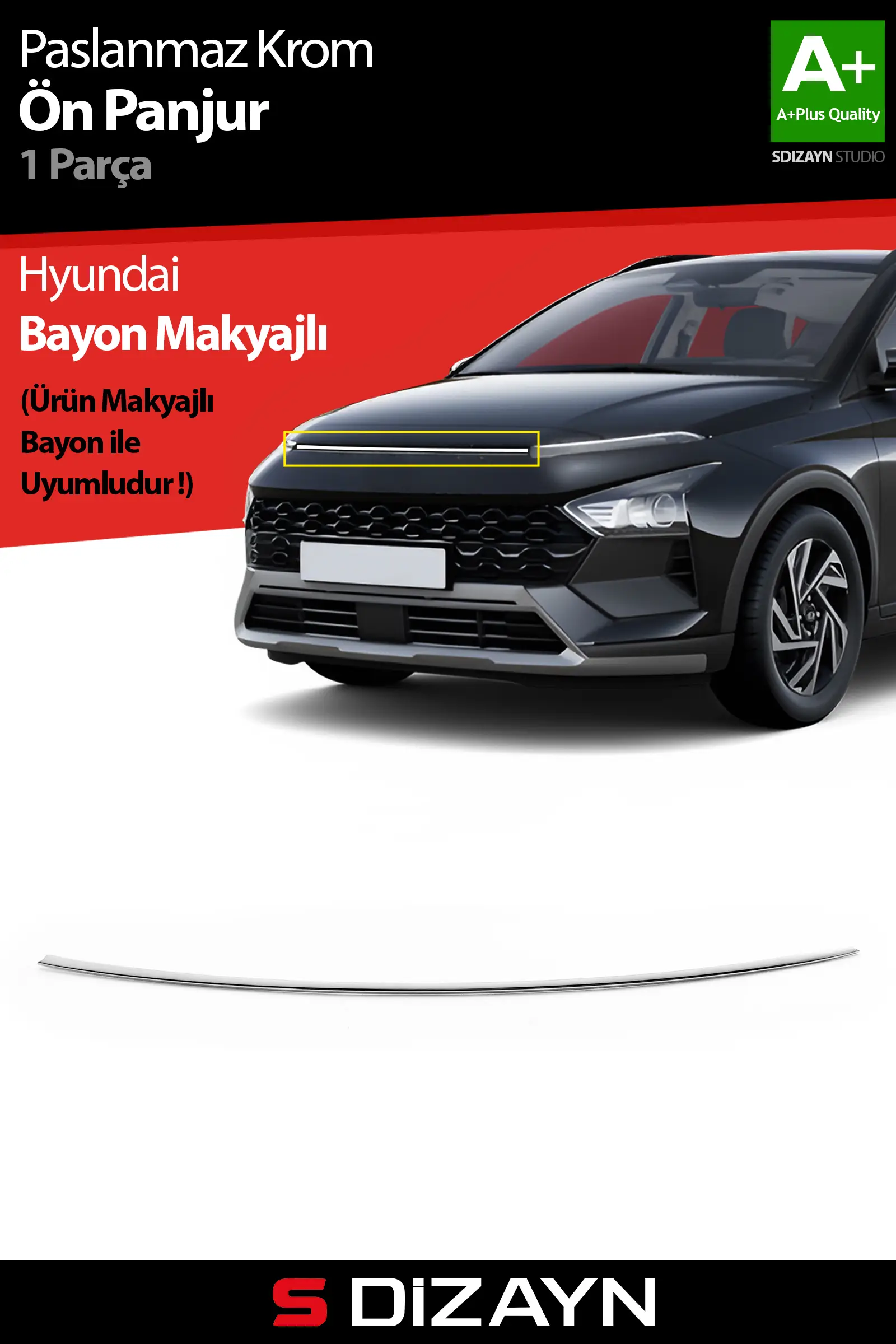 S-Dizayn Hyundai Bayon Makyajlı Krom Ön Panjur 2024 Üzeri A+ Kalite