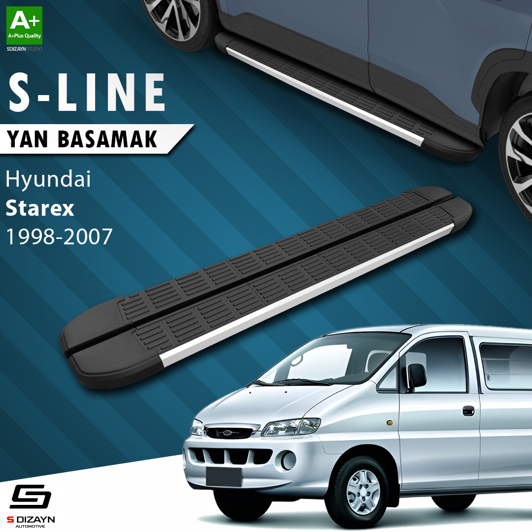 S-Dizayn Hyundai H-1 Starex Uzun Şase S-Line Aluminyum Yan Basamak 213 Cm 1998-2007 A+ Kalite S-Dizayn Hyundai H-1 Starex Uzun Şase S-Line Aluminyum Yan Basamak 213 Cm 1998-2007 A+ Kalite