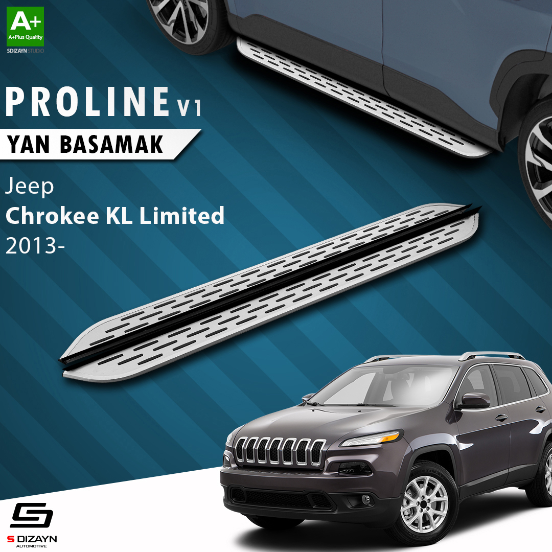 S-Dizayn Jeep Cherokee KL OEM Still Pro V1 Aluminyum Yan Basamak 173 Cm 2013-2023 A+ Kalite S-Dizayn Jeep Cherokee KL OEM Still Pro V1 Aluminyum Yan Basamak 173 Cm 2013-2023 A+ Kalite