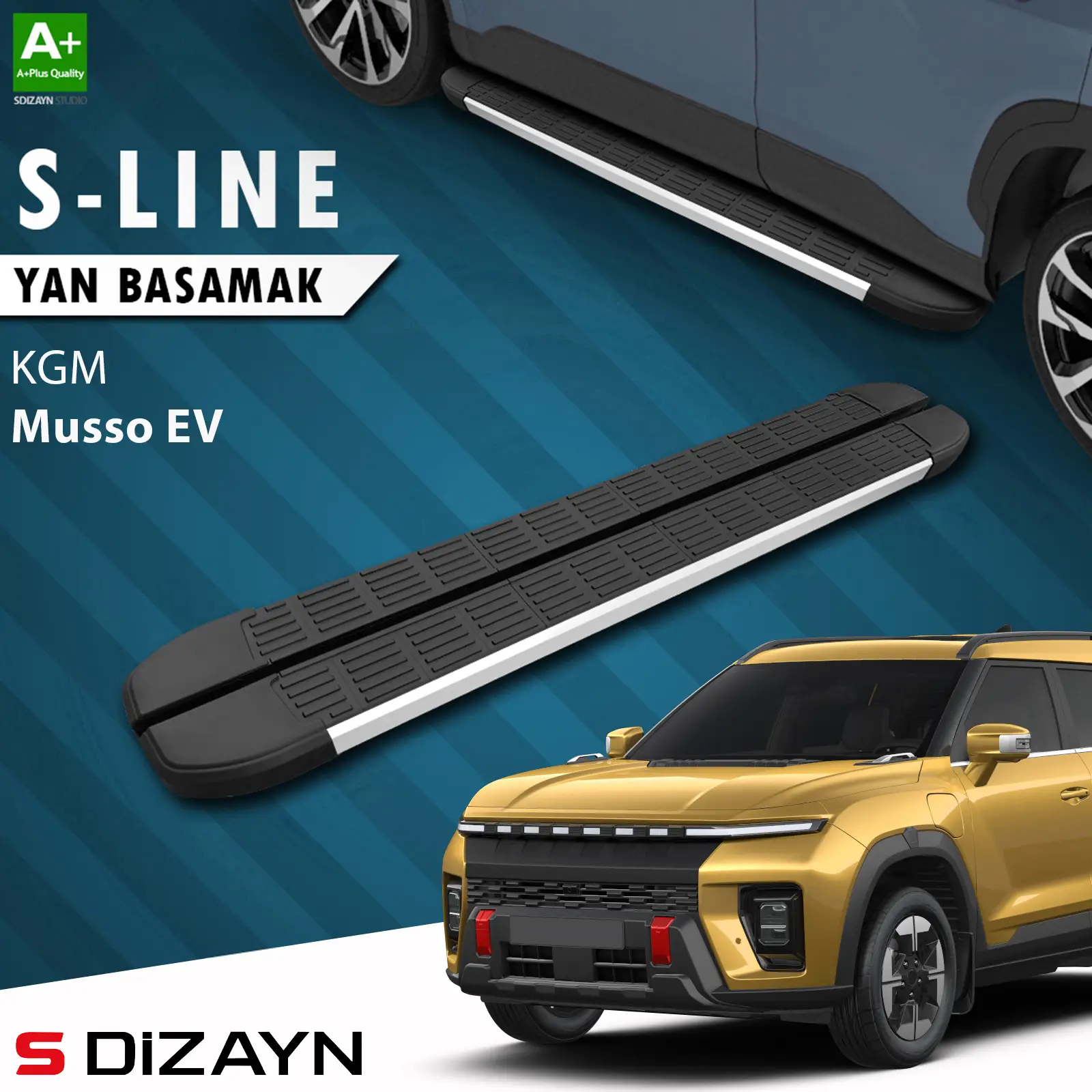 S-Dizayn KGM Musso EV S-Line Aluminyum Yan Basamak 213 Cm 2025 Üzeri A+ Kalite