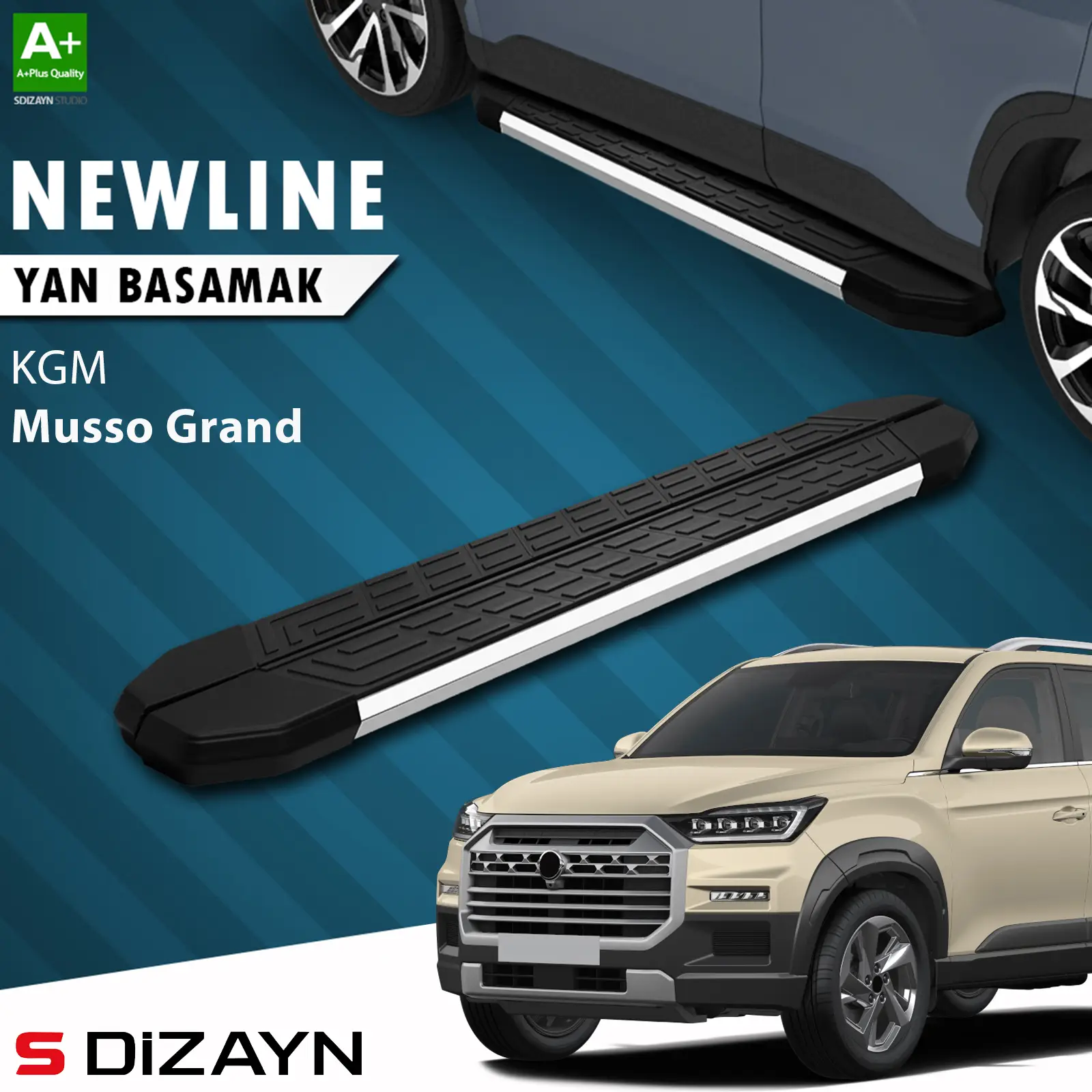 S-Dizayn KGM Musso Grand NewLine Krom Yan Basamak 213 Cm 2026 Üzeri A+ Kalite