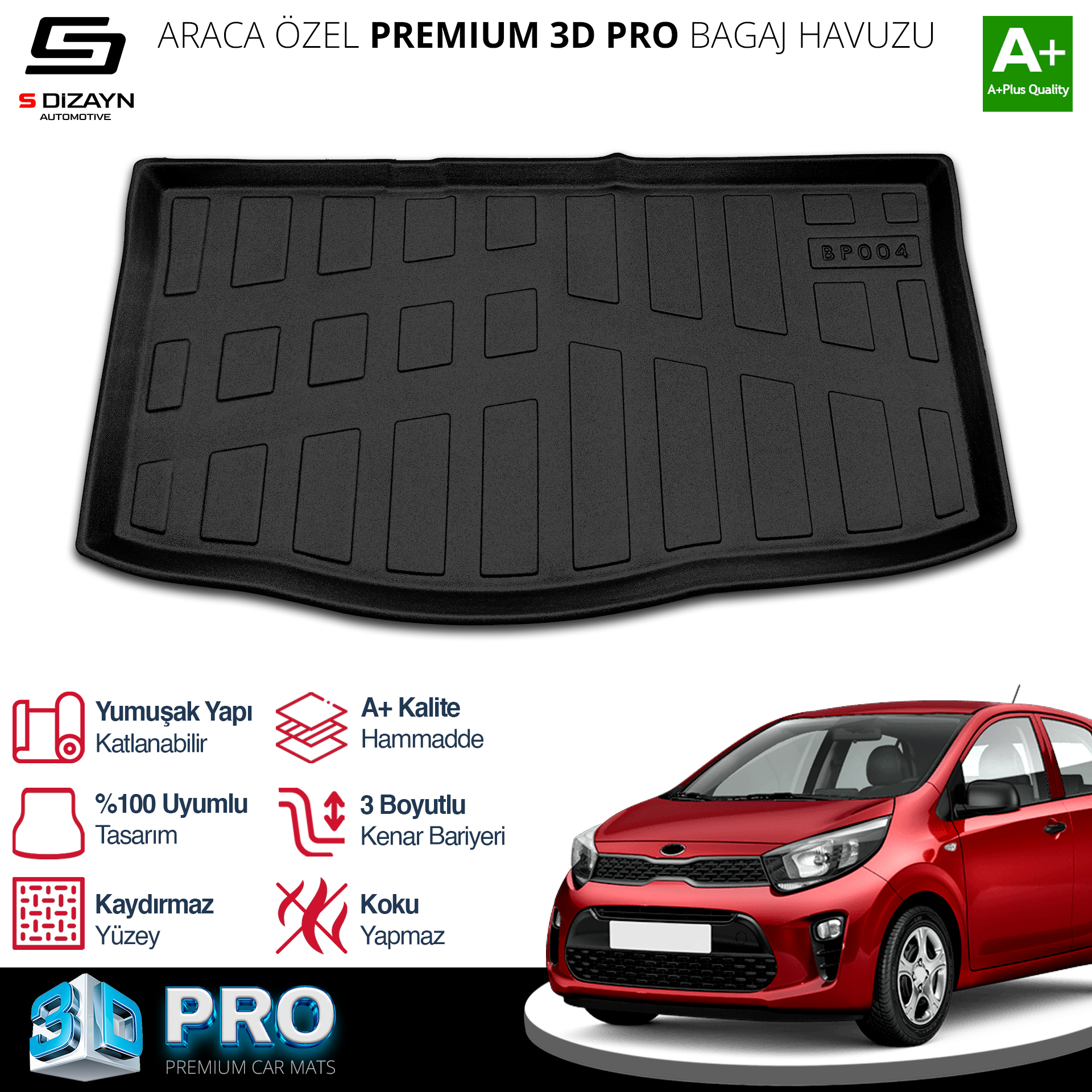 S-Dizayn Kia Picanto 3D Pro Bagaj Havuzu 2017 Üzeri A+ Kalite S-Dizayn Kia Picanto 3D Pro Bagaj Havuzu 2017 Üzeri A+ Kalite