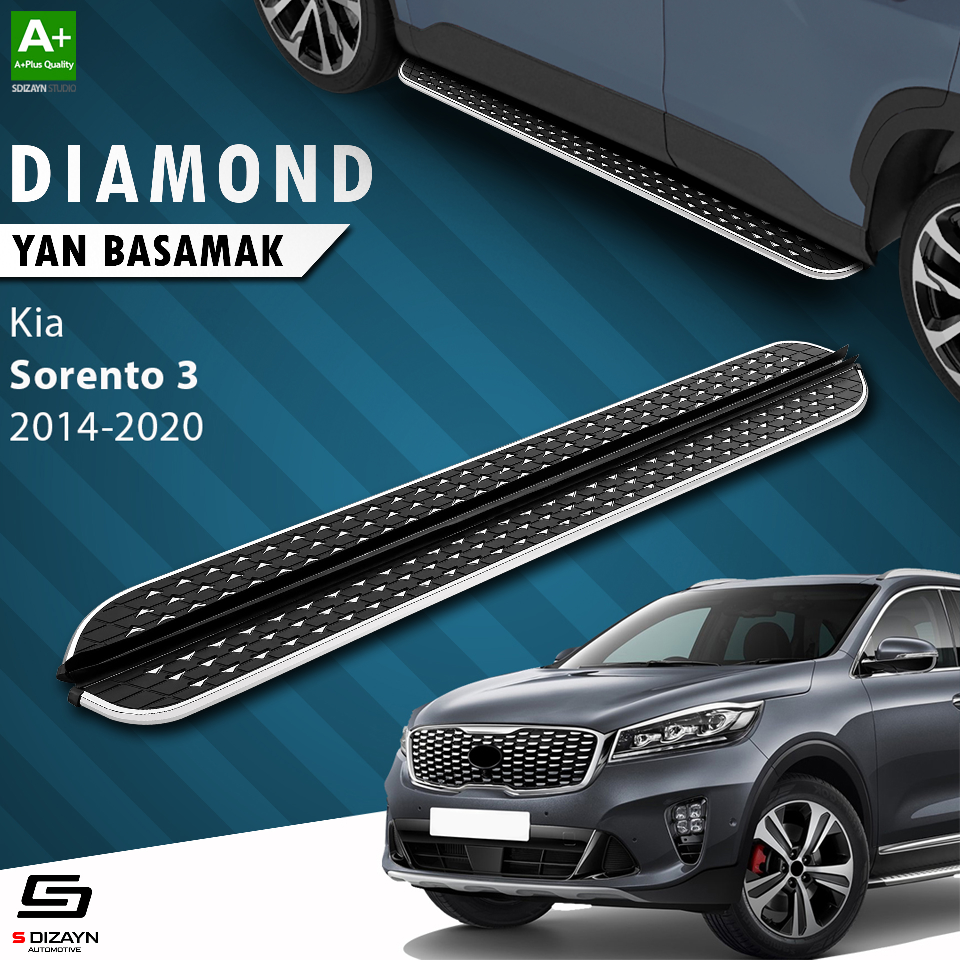 S-Dizayn Kia Sorento 3 Diamond Krom Yan Basamak 183 Cm 2014-2020 A+ Kalite S-Dizayn Kia Sorento 3 Diamond Krom Yan Basamak 183 Cm 2014-2020 A+ Kalite