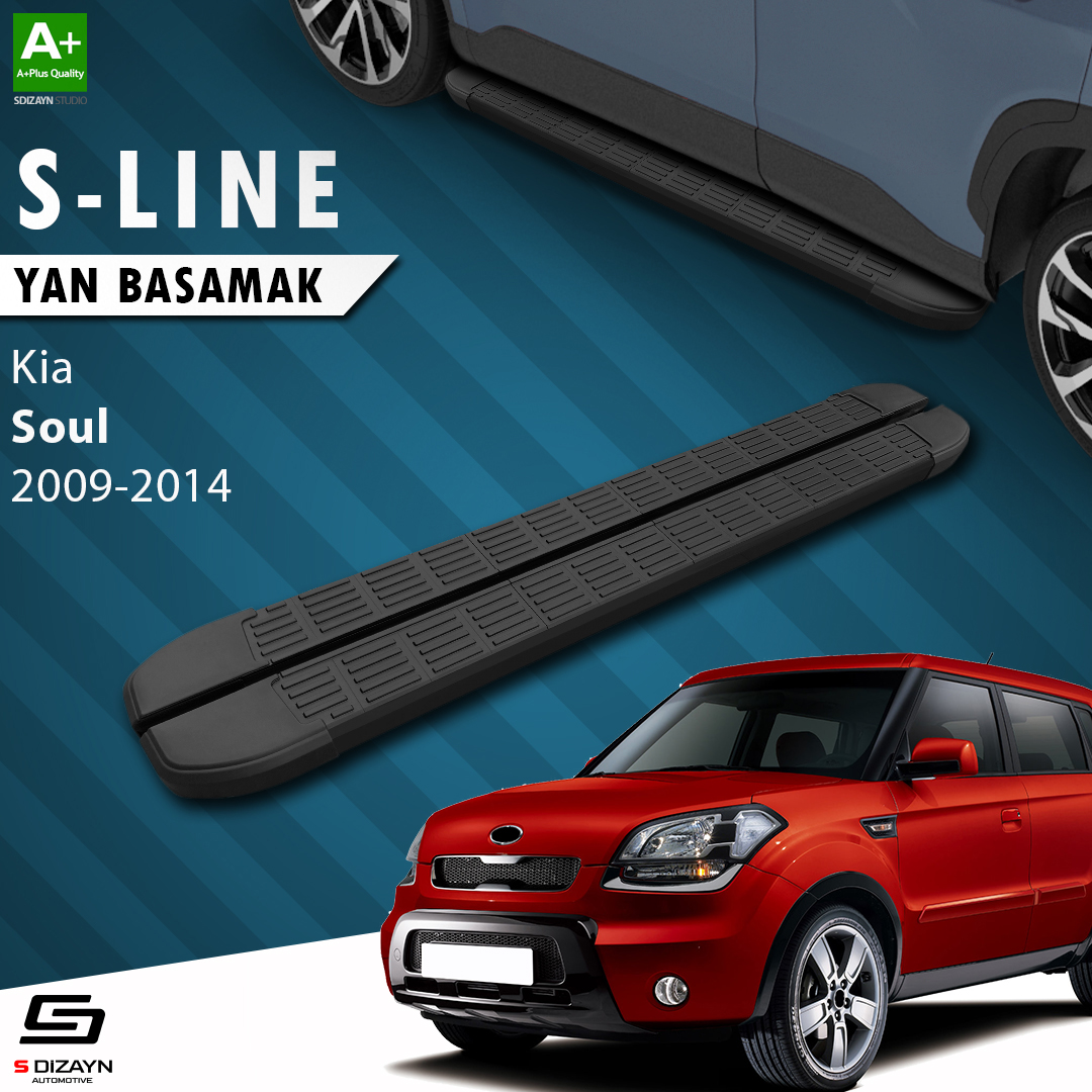 S-Dizayn Kia Soul S-Line Siyah Yan Basamak 173 Cm 2009-2014 A+ Kalite S-Dizayn Kia Soul S-Line Siyah Yan Basamak 173 Cm 2009-2014 A+ Kalite