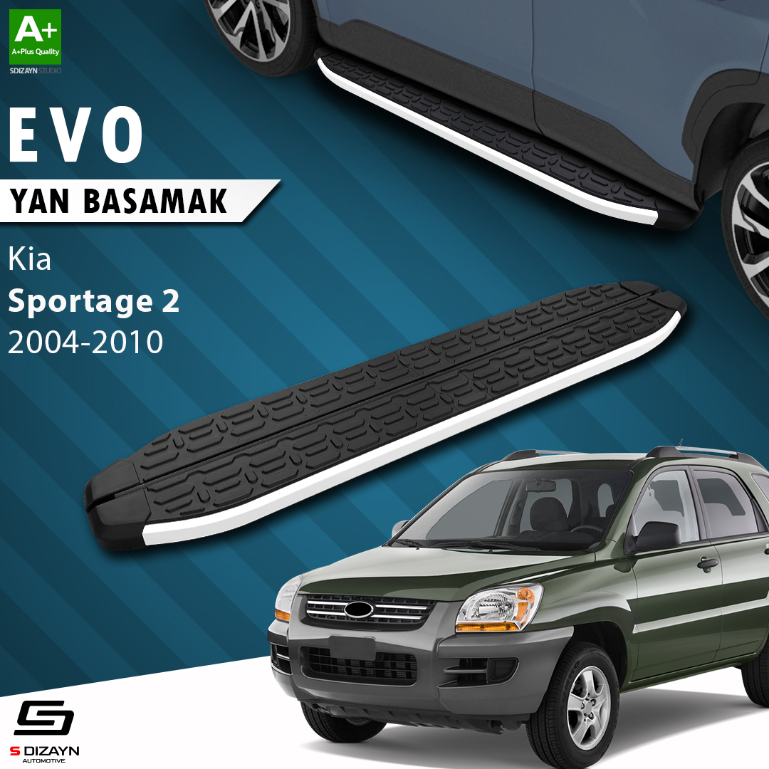 S-Dizayn Kia Sportage 2 Evo Aluminyum Yan Basamak 173 Cm 2004-2010 A+ Kalite S-Dizayn Kia Sportage 2 Evo Aluminyum Yan Basamak 173 Cm 2004-2010 A+ Kalite
