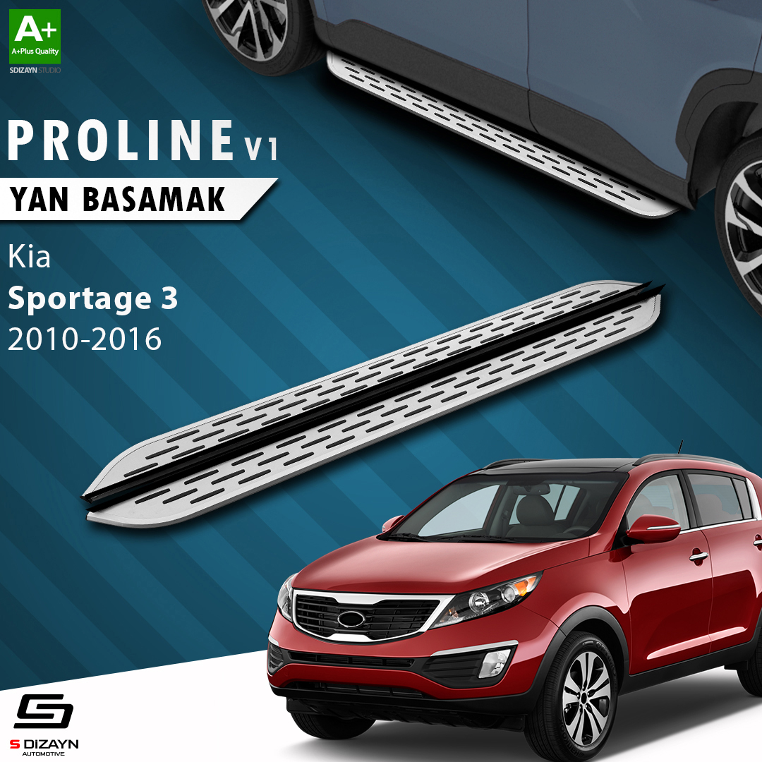 S-Dizayn Kia Sportage 3 OEM Still Pro V1 Aluminyum Yan Basamak 173 Cm 2010-2014 A+ Kalite S-Dizayn Kia Sportage 3 OEM Still Pro V1 Aluminyum Yan Basamak 173 Cm 2010-2014 A+ Kalite