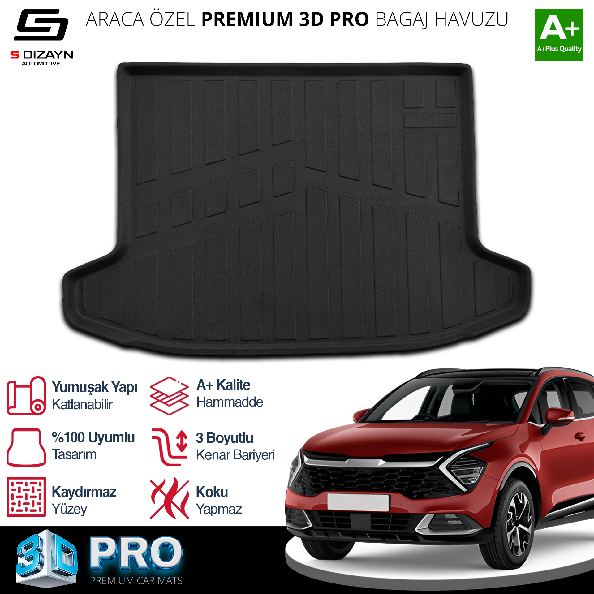 S-Dizayn Kia Sportage 3D Pro Bagaj Havuzu 2022 Üzeri A+ Kalite S-Dizayn Kia Sportage 3D Pro Bagaj Havuzu 2022 Üzeri A+ Kalite