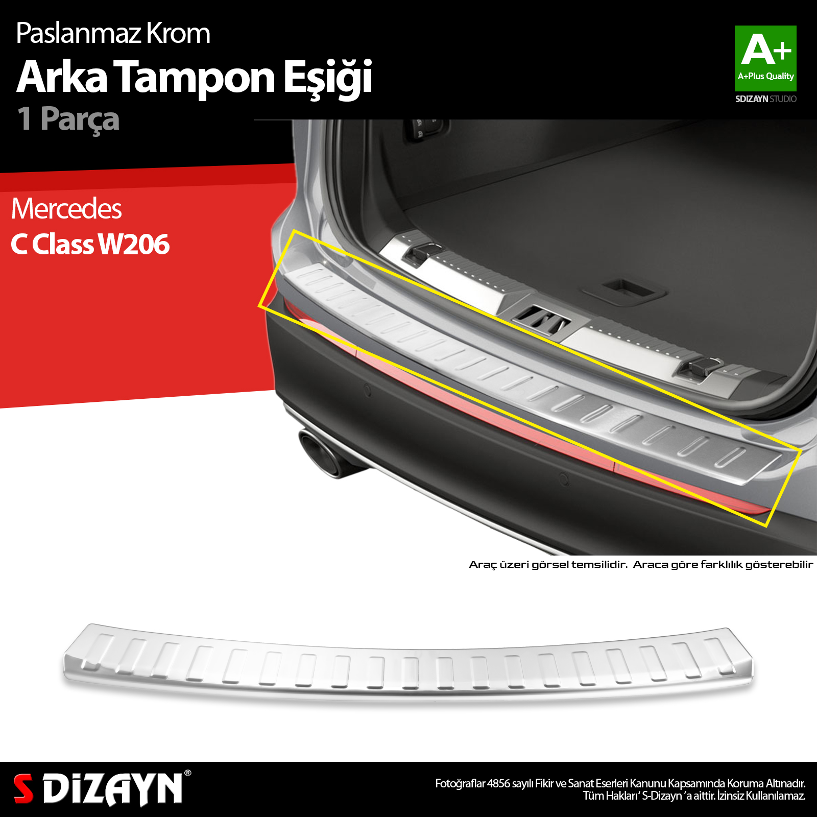 S-Dizayn Mercedes C Class W206 Krom Arka Tampon Eşiği 2021 Üzeri A+ Kalite S-Dizayn Mercedes C Class W206 Krom Arka Tampon Eşiği 2021 Üzeri A+ Kalite