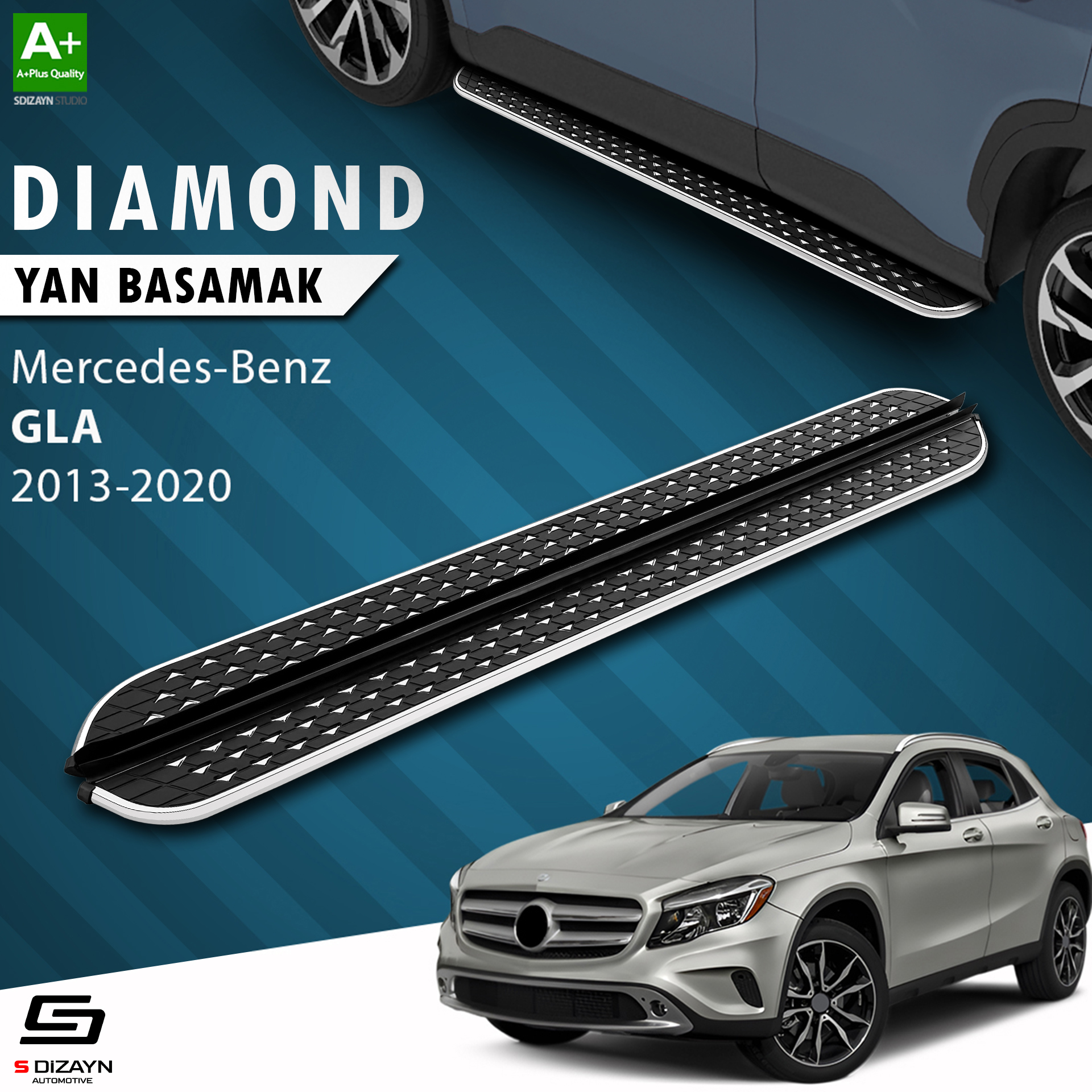 S-Dizayn GLA X156 Diamond Krom Yan Basamak 183 Cm 2013-2020 A+ Kalite S-Dizayn GLA X156 Diamond Krom Yan Basamak 183 Cm 2013-2020 A+ Kalite