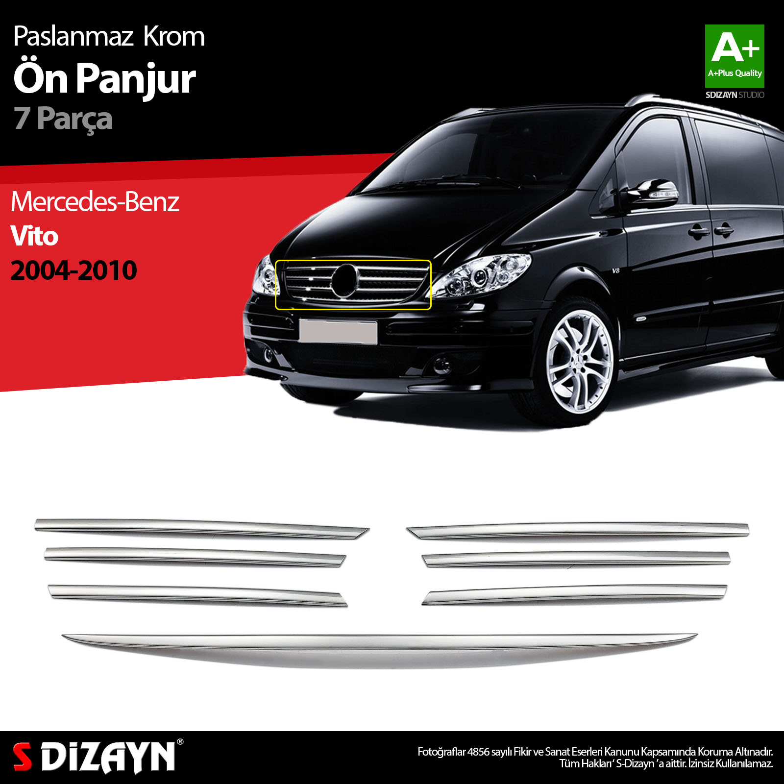 S-Dizayn Vito Krom Ön Panjur 7 Prç 2004-2010 S-Dizayn Vito Krom Ön Panjur 7 Prç 2004-2010