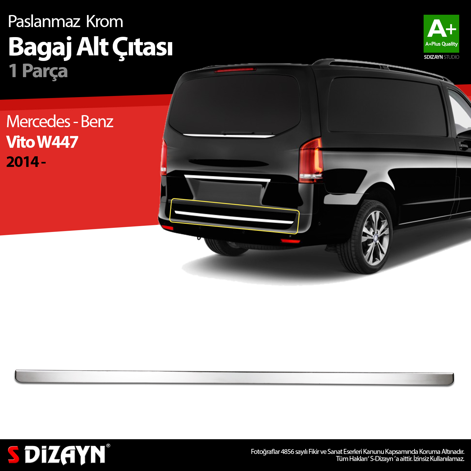 S-Dizayn Vito W447 Krom Bagaj Alt Çıtası 2014-2020 S-Dizayn Vito W447 Krom Bagaj Alt Çıtası 2014-2020
