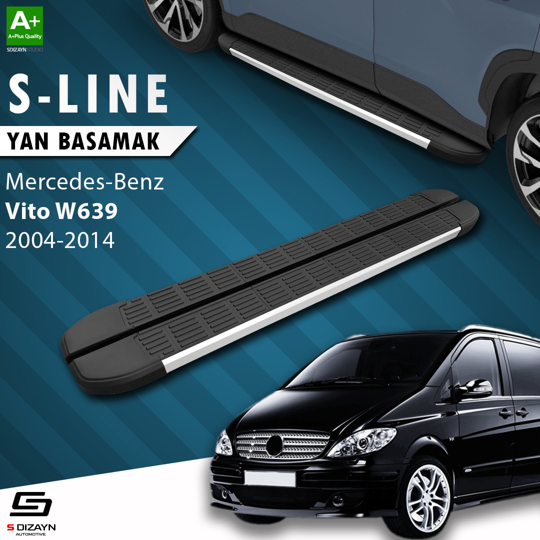 S-Dizayn Vito W639 Kısa Şase S-Line Aluminyum Yan Basamak 233 Cm 2004-2014 A+ Kalite S-Dizayn Vito W639 Kısa Şase S-Line Aluminyum Yan Basamak 233 Cm 2004-2014 A+ Kalite