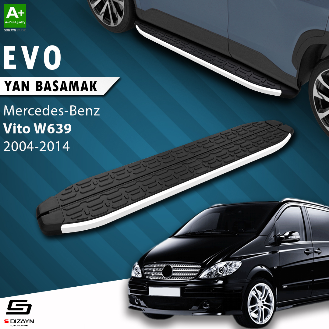 S-Dizayn Vito W639 Uzun Şase Evo Aluminyum Yan Basamak 253 Cm 2004-2014 A+ Kalite S-Dizayn Vito W639 Uzun Şase Evo Aluminyum Yan Basamak 253 Cm 2004-2014 A+ Kalite