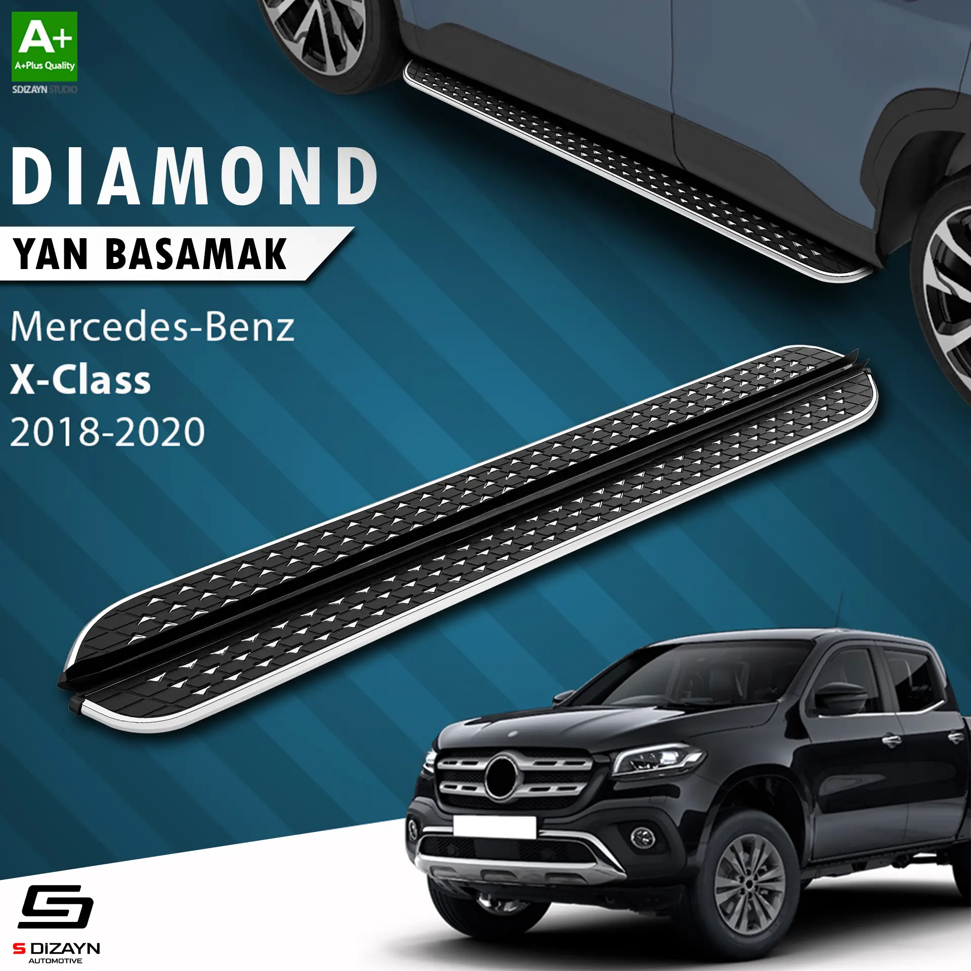 S-Dizayn X-Class Diamond Krom Yan Basamak 203 Cm 2018-2020 A+ Kalite