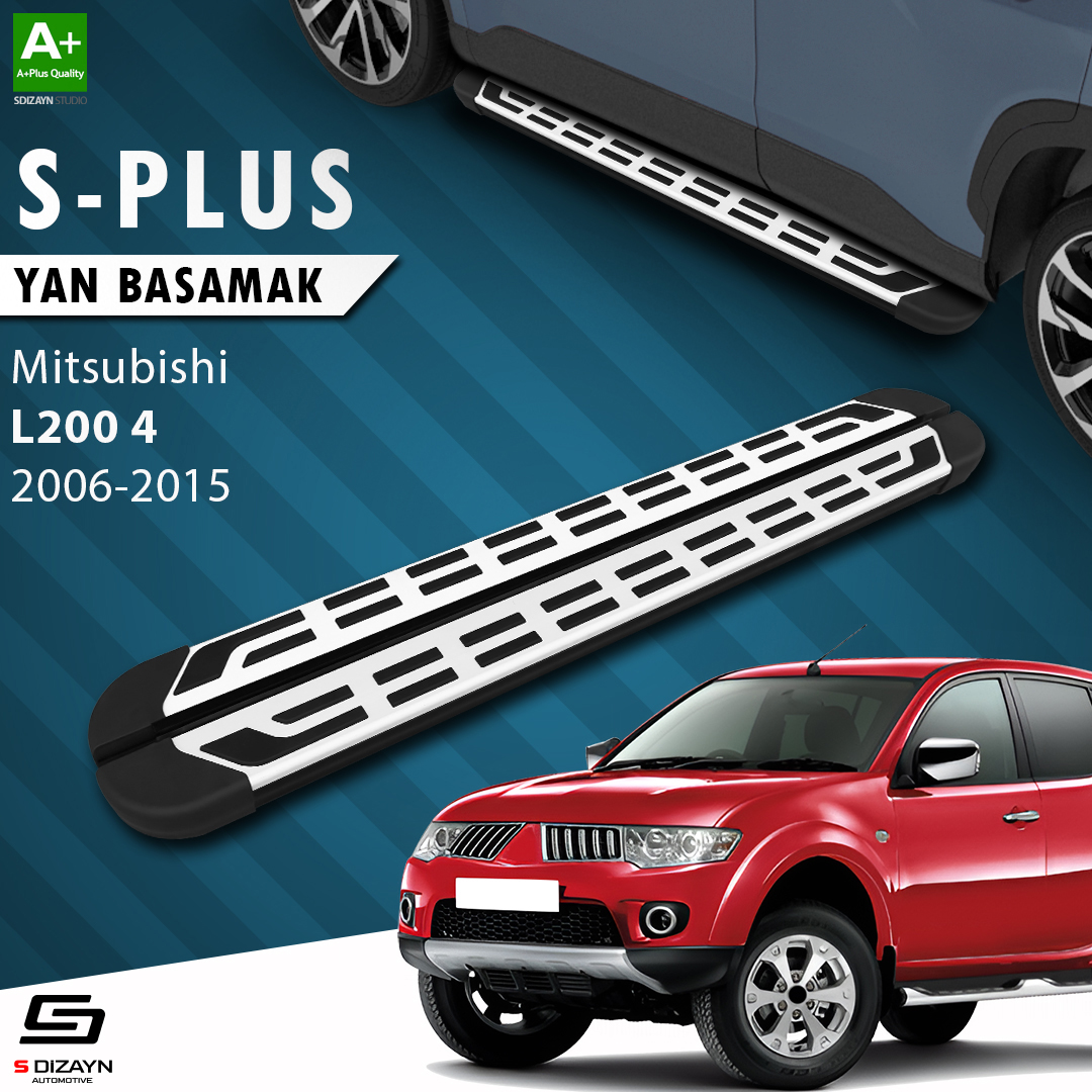S-Dizayn Mitsubishi L200 4 S-Plus Gri Yan Basamak 193 Cm 2006-2015 A+ Kalite S-Dizayn Mitsubishi L200 4 S-Plus Gri Yan Basamak 193 Cm 2006-2015 A+ Kalite