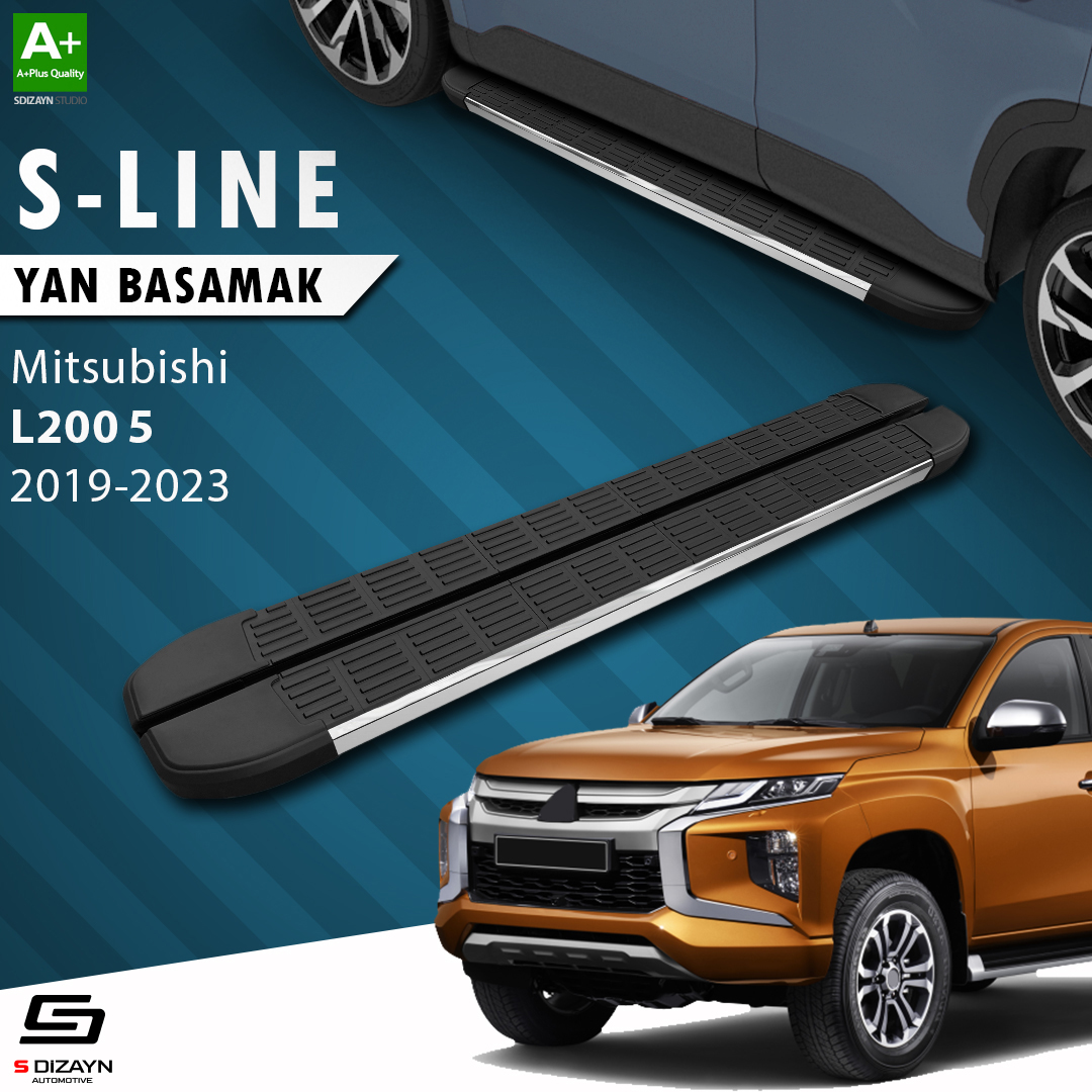 S-Dizayn Mitsubishi L200 5 Makyajlı S-Line Krom Yan Basamak 203 Cm 2019-2023 A+ Kalite S-Dizayn Mitsubishi L200 5 Makyajlı S-Line Krom Yan Basamak 203 Cm 2019-2023 A+ Kalite