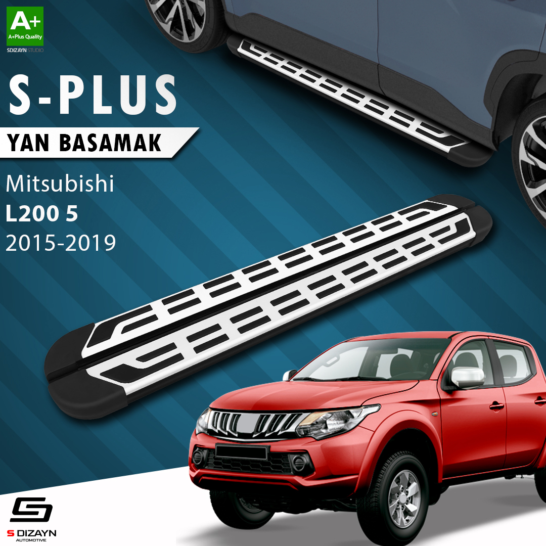 S-Dizayn Mitsubishi L200 5 S-Plus Gri Yan Basamak 193 Cm 2015-2019 A+ Kalite S-Dizayn Mitsubishi L200 5 S-Plus Gri Yan Basamak 193 Cm 2015-2019 A+ Kalite