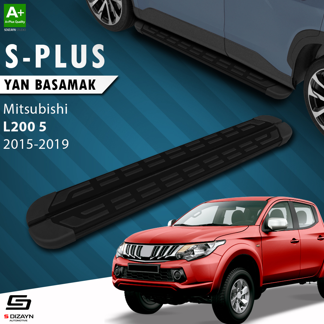 S-Dizayn Mitsubishi L200 5 S-Plus Siyah Yan Basamak 193 Cm 2015-2019 A+ Kalite S-Dizayn Mitsubishi L200 5 S-Plus Siyah Yan Basamak 193 Cm 2015-2019 A+ Kalite
