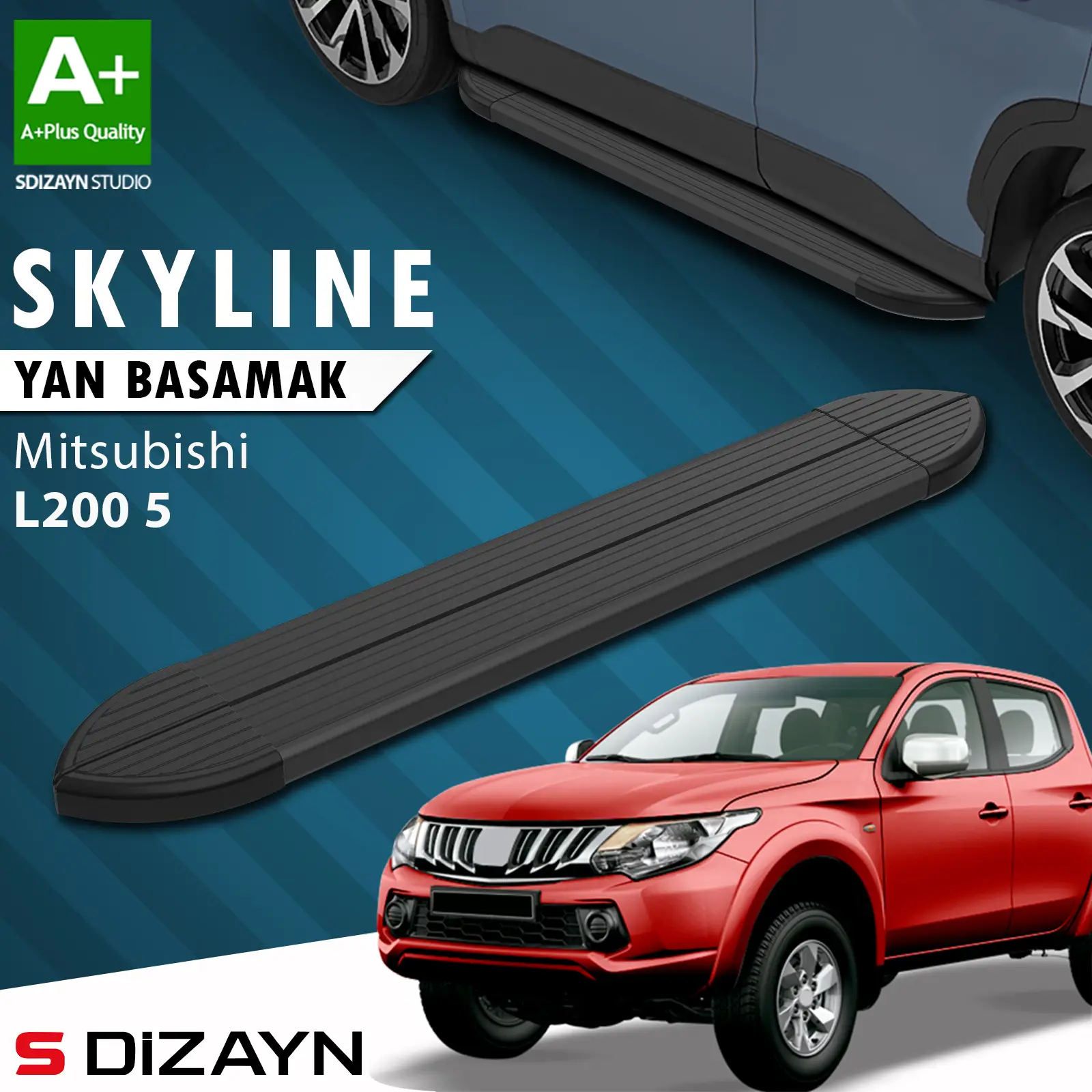 Mitsubishi L200 5 Skyline Siyah Yan Basamak 193 Cm 2015-2019 A+ Kalite