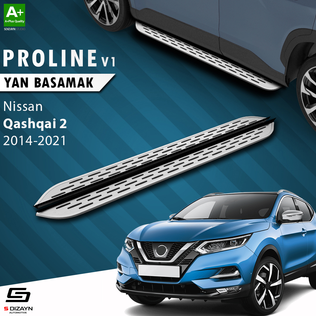 S-Dizayn Nissan Qashqai 2 OEM Still Pro V1 Aluminyum Yan Basamak 173 Cm 2014-2021 A+ Kalite S-Dizayn Nissan Qashqai 2 OEM Still Pro V1 Aluminyum Yan Basamak 173 Cm 2014-2021 A+ Kalite