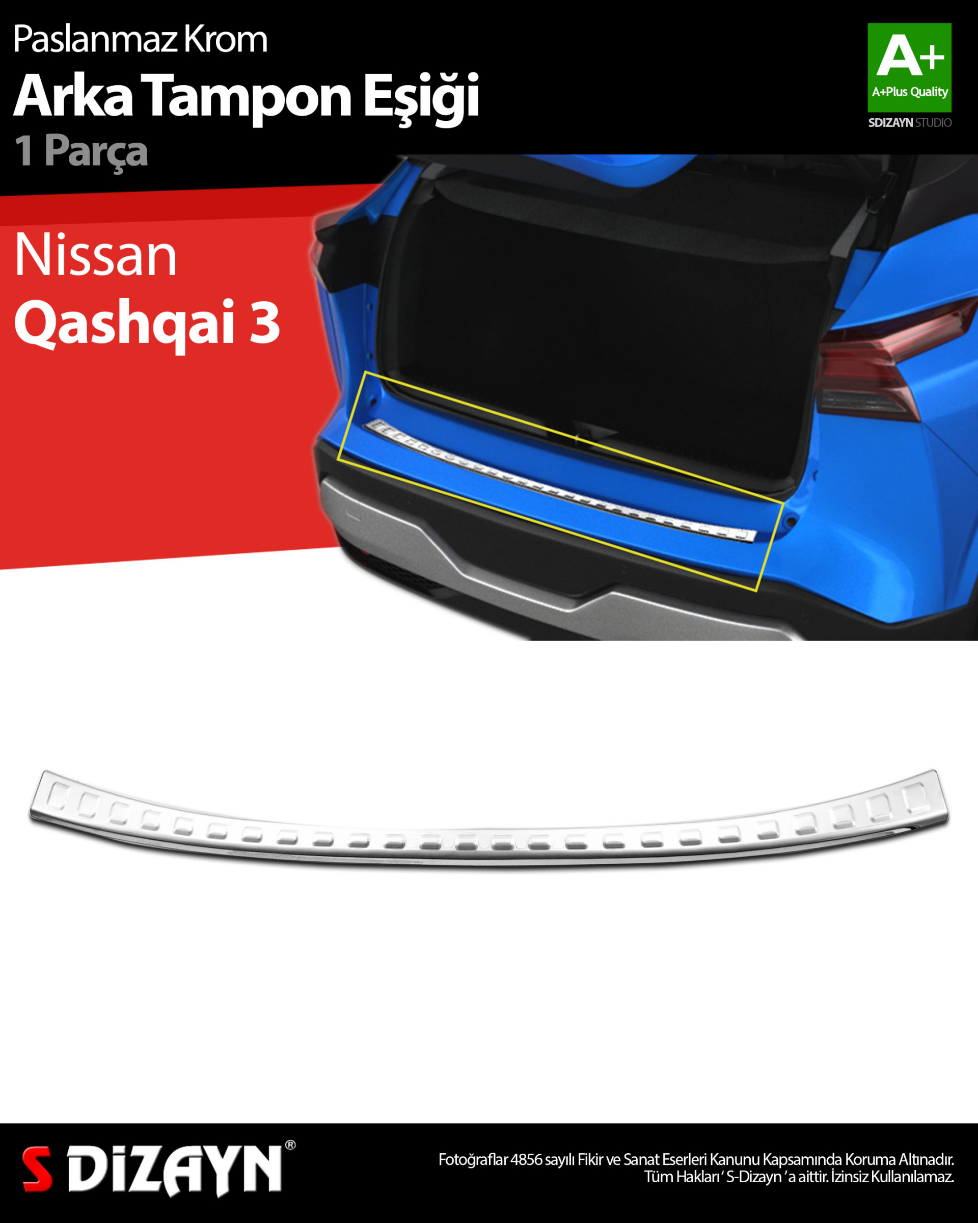 S-Dizayn Nissan Qashqai 3 Krom Arka Tampon Eşiği 2021 Üzeri S-Dizayn Nissan Qashqai 3 Krom Arka Tampon Eşiği 2021 Üzeri