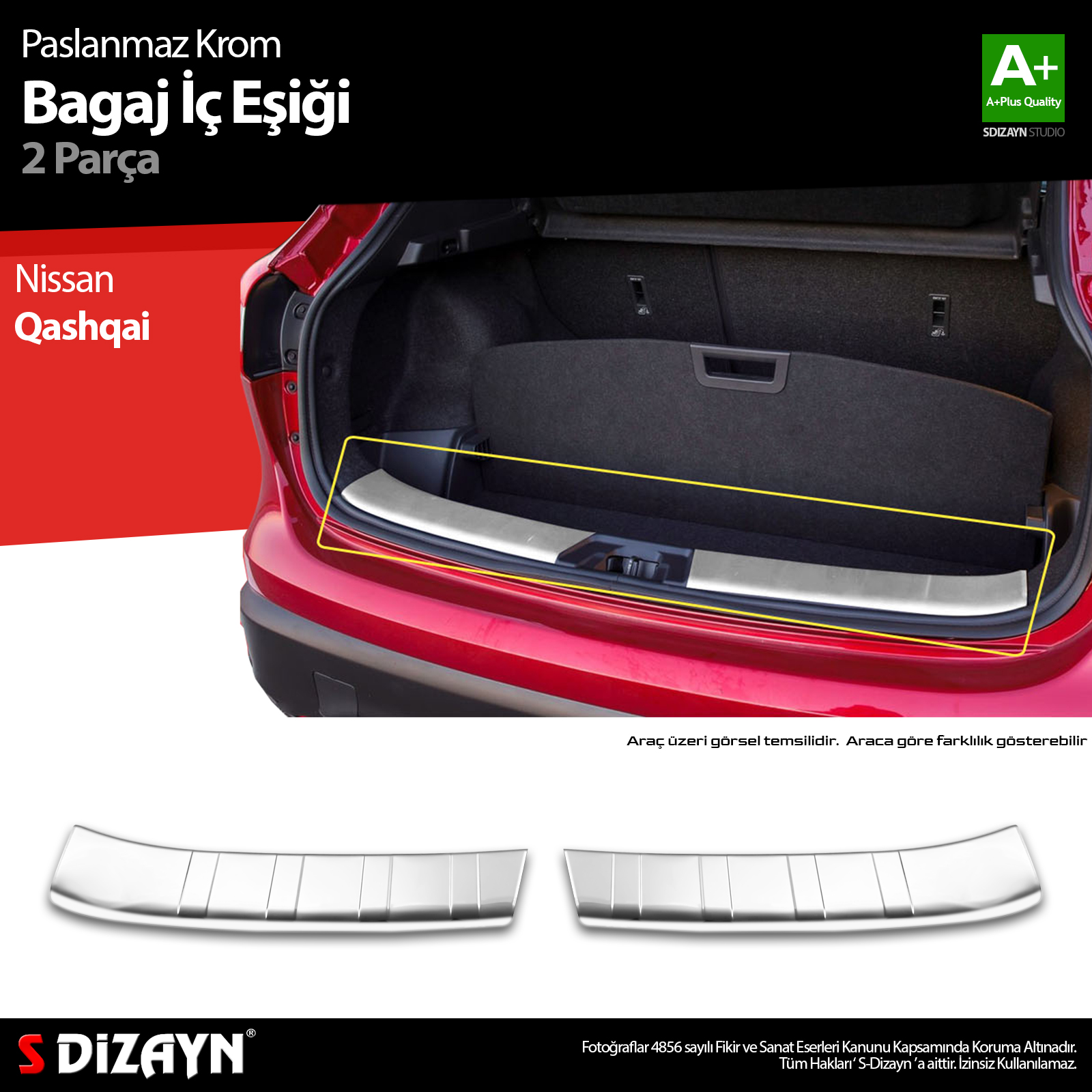 S-Dizayn Nissan Qashqai Krom Bagaj İç Eşiği 2 Prç. 2017-2021 A+ Kalite S-Dizayn Nissan Qashqai Krom Bagaj İç Eşiği 2 Prç. 2017-2021 A+ Kalite