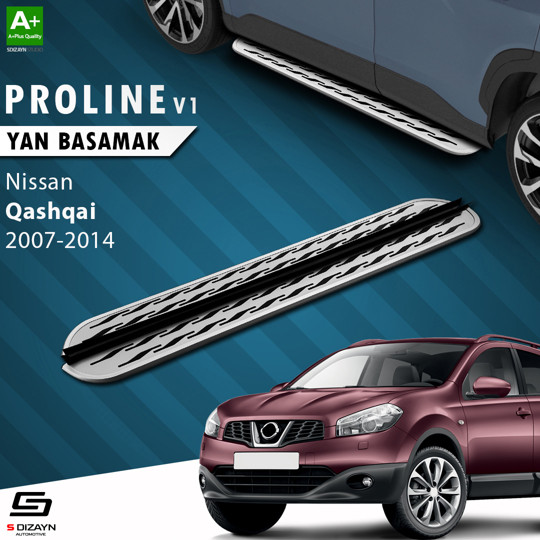 S-Dizayn Nissan Qashqai OEM Still Pro V2 Aluminyum Yan Basamak 173 Cm 2007-2014 A+ Kalite S-Dizayn Nissan Qashqai OEM Still Pro V2 Aluminyum Yan Basamak 173 Cm 2007-2014 A+ Kalite