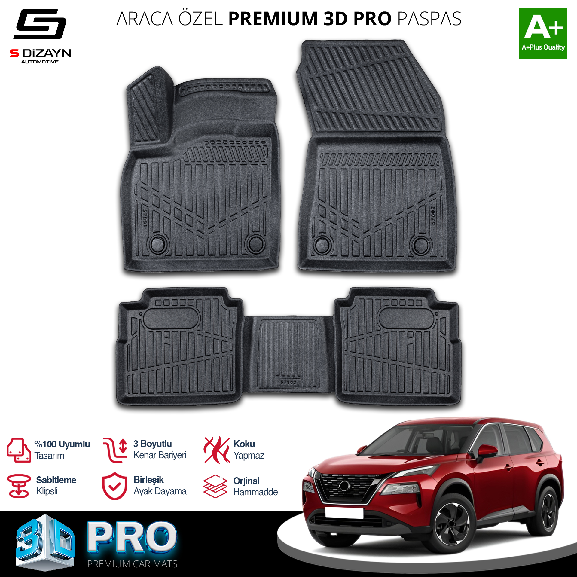 S-Dizayn Nissan X-Trail E-Power 3D Pro Havuzlu Paspas 2021 Üzeri A+ Kalite S-Dizayn Nissan X-Trail E-Power 3D Pro Havuzlu Paspas 2021 Üzeri A+ Kalite