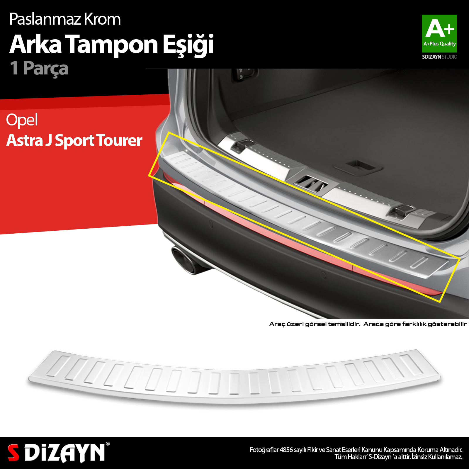 S-Dizayn Opel Astra J Sport Tourer Krom Arka Tampon Eşiği 2010-2014 A+ Kalite S-Dizayn Opel Astra J Sport Tourer Krom Arka Tampon Eşiği 2010-2014 A+ Kalite