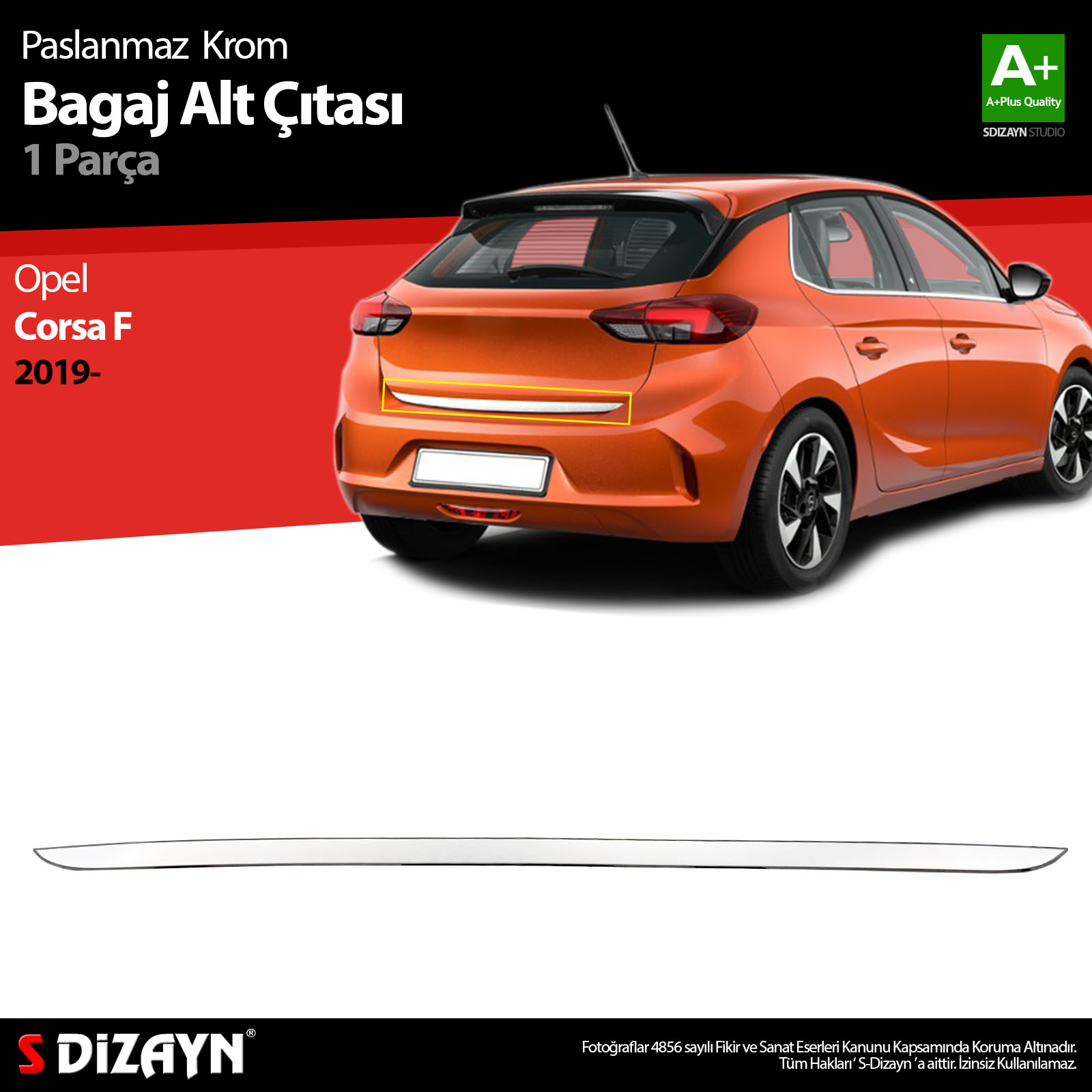 S-Dizayn Opel Corsa F Krom Bagaj Alt Çıtası 2019 Üzeri S-Dizayn Opel Corsa F Krom Bagaj Alt Çıtası 2019 Üzeri
