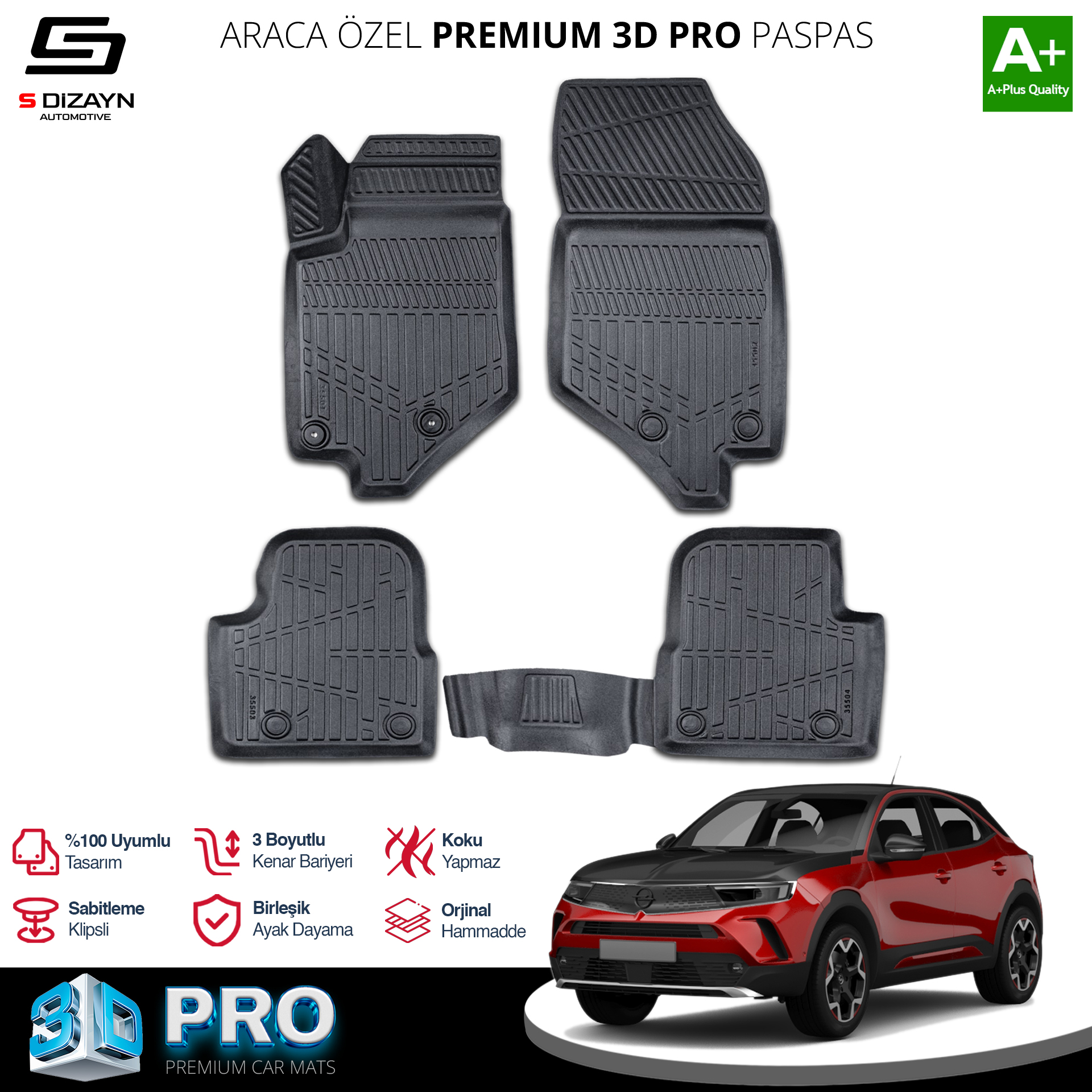 S-Dizayn Opel Mokka 2 3D Pro Havuzlu Paspas 2020 Üzeri A+ Kalite S-Dizayn Opel Mokka 2 3D Pro Havuzlu Paspas 2020 Üzeri A+ Kalite
