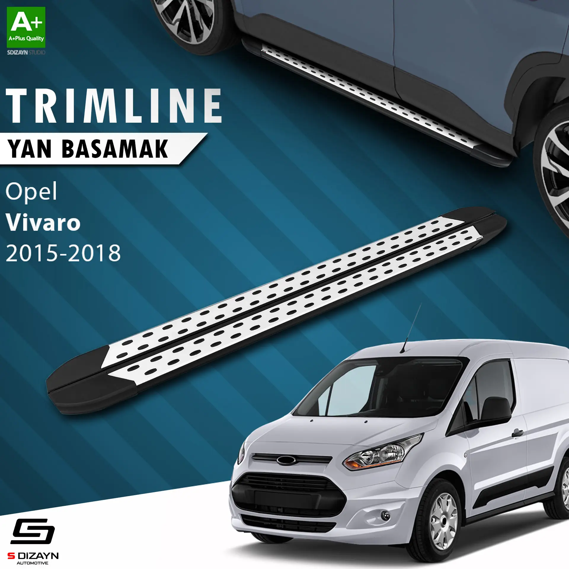 S-Dizayn Opel Vivaro B Uzun Şase TrimLine Gri Yan Basamak 248 Cm 2015-2018