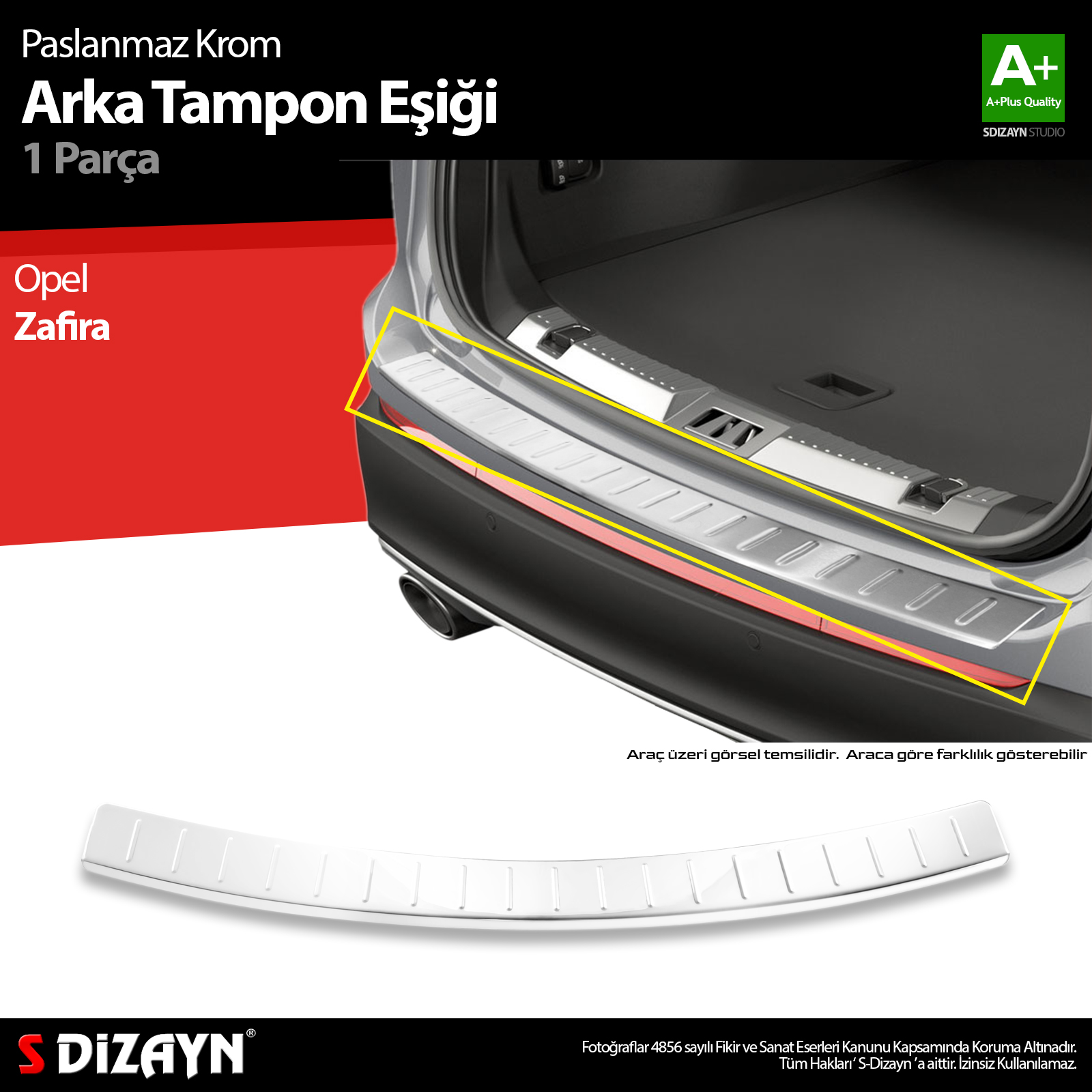 S-Dizayn Opel Zafira Tourer C Krom Arka Tampon Eşiği 2011-2019 A+ Kalite S-Dizayn Opel Zafira Tourer C Krom Arka Tampon Eşiği 2011-2019 A+ Kalite