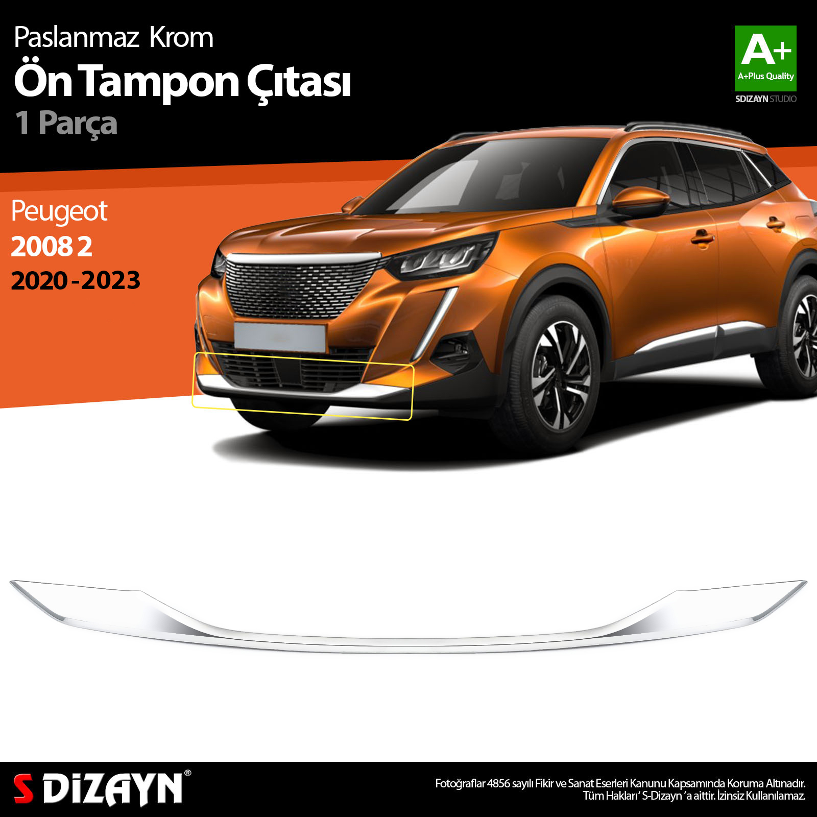 S-Dizayn Peugeot 2008 2 Krom Ön Tampon Çıtası 2020-2023 S-Dizayn Peugeot 2008 2 Krom Ön Tampon Çıtası 2020-2023