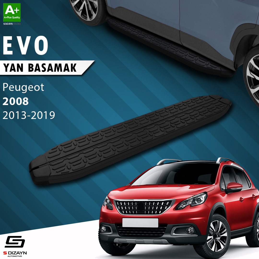 S-Dizayn Peugeot 2008 Evo Siyah Yan Basamak 173 Cm 2013-2019 A+ Kalite S-Dizayn Peugeot 2008 Evo Siyah Yan Basamak 173 Cm 2013-2019 A+ Kalite