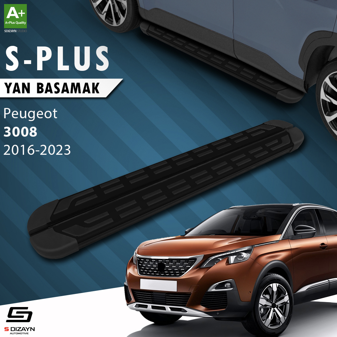 S-Dizayn Peugeot 3008 2 S-Plus Siyah Yan Basamak 183 Cm 2016-2023 A+ Kalite S-Dizayn Peugeot 3008 2 S-Plus Siyah Yan Basamak 183 Cm 2016-2023 A+ Kalite