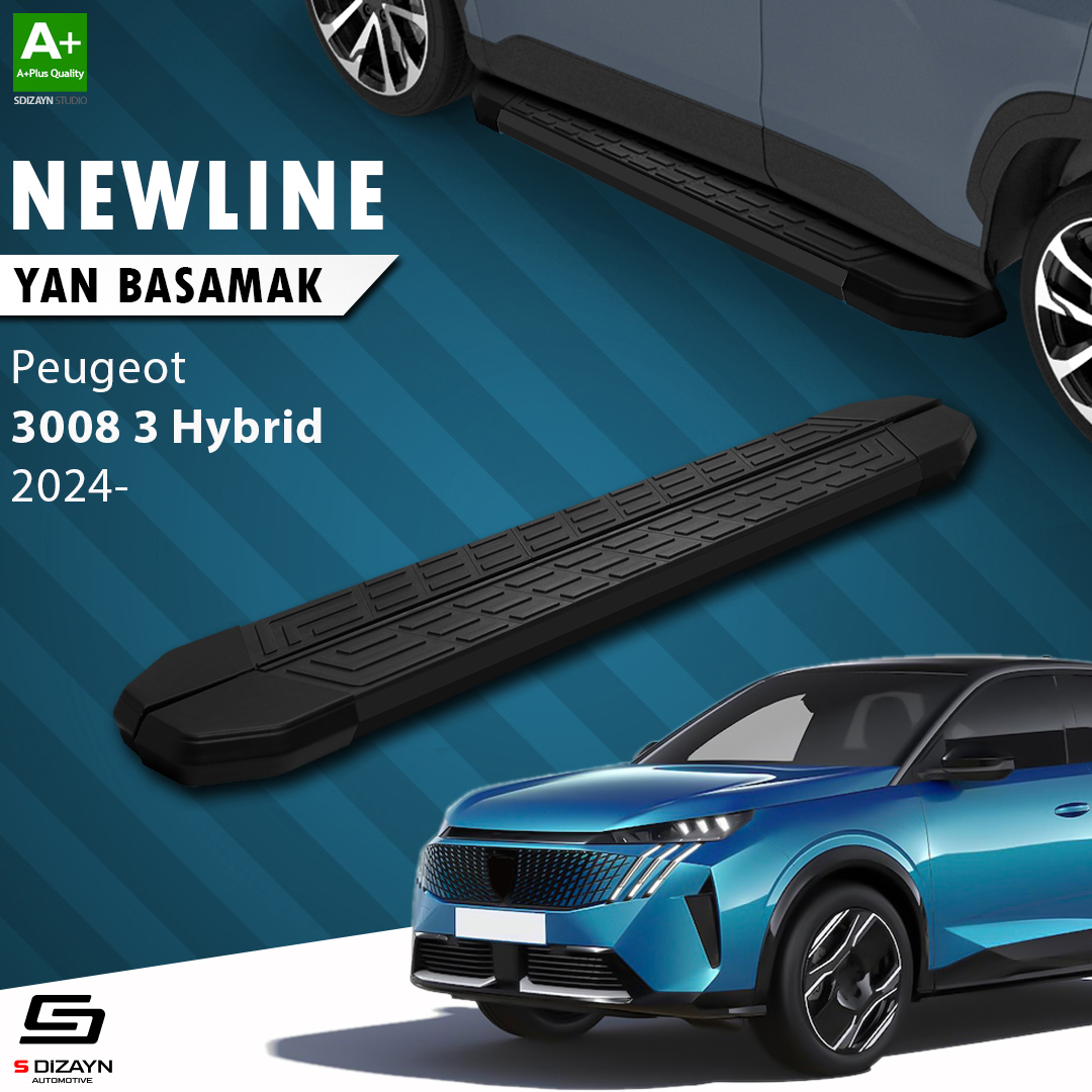 S-Dizayn Peugeot 3008 3 Hybrid NewLine Siyah Yan Basamak 183 Cm 2024 Üzeri A+ Kalite S-Dizayn Peugeot 3008 3 Hybrid NewLine Siyah Yan Basamak 183 Cm 2024 Üzeri A+ Kalite