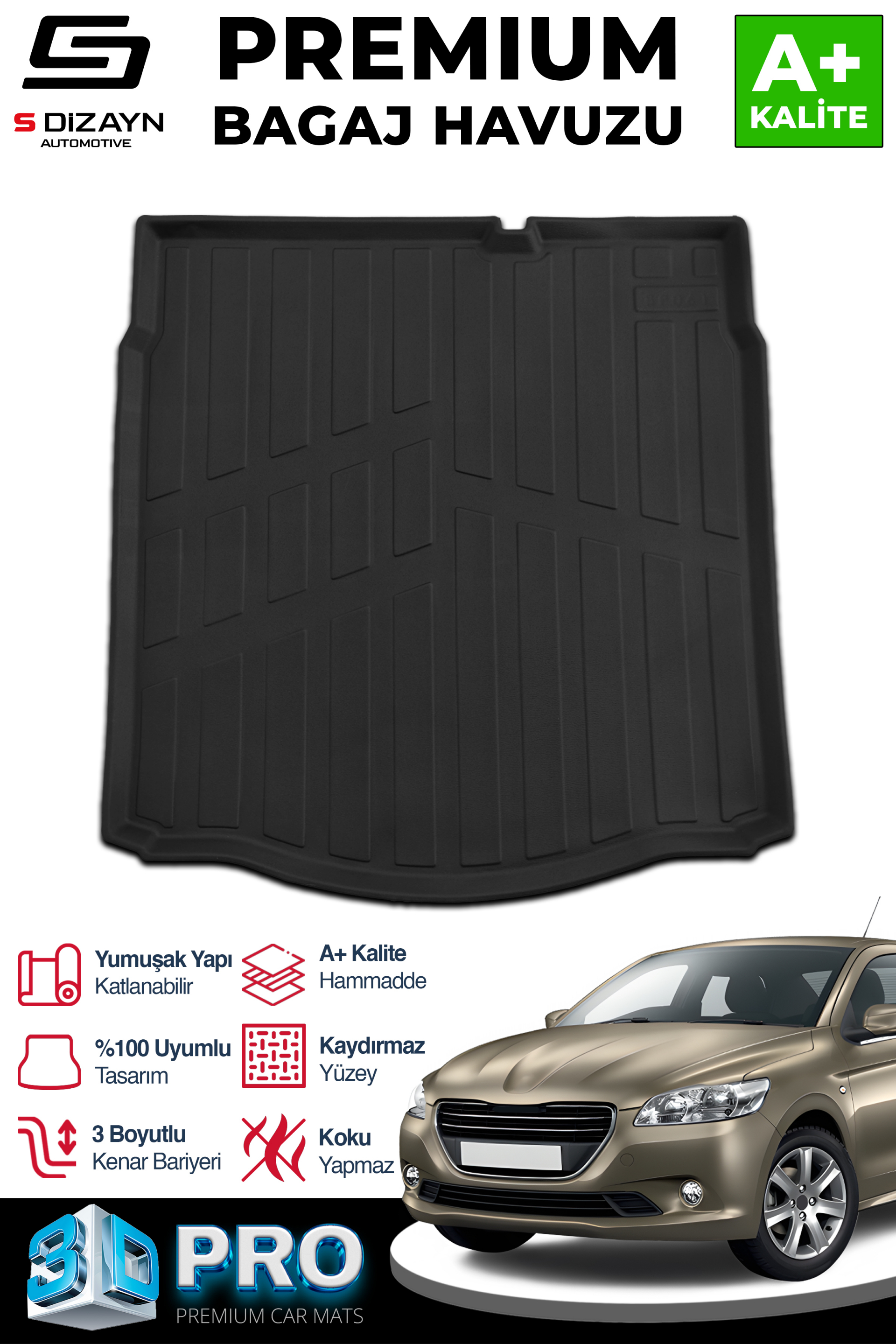 S-Dizayn Peugeot 301 3D Pro Bagaj Havuzu 2012 Üzeri A+ Kalite S-Dizayn Peugeot 301 3D Pro Bagaj Havuzu 2012 Üzeri A+ Kalite