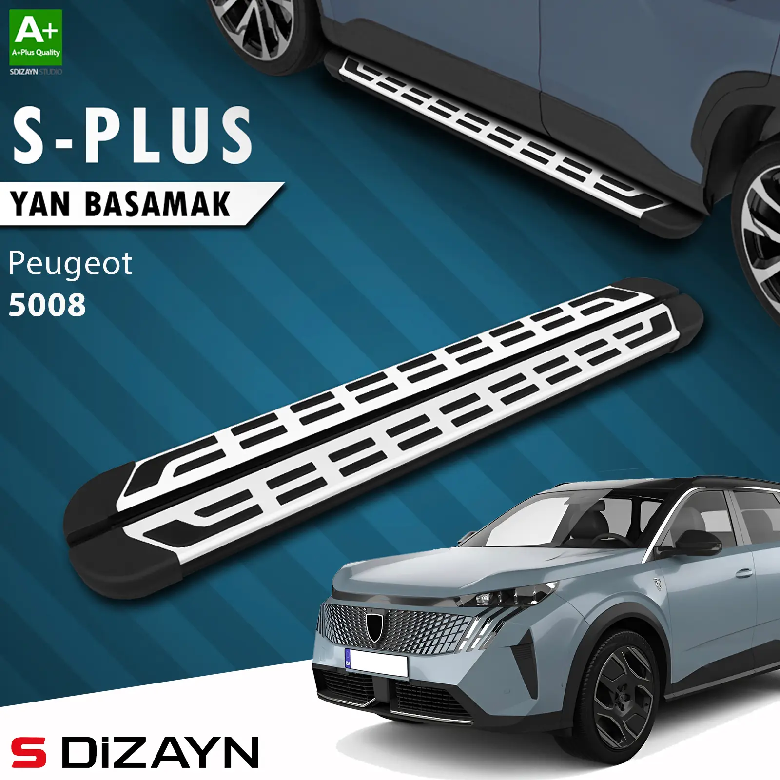 S-Dizayn Peugeot 5008 3 Elektrikli S-Plus Gri Yan Basamak 203 Cm 2024 Üzeri A+ Kalite