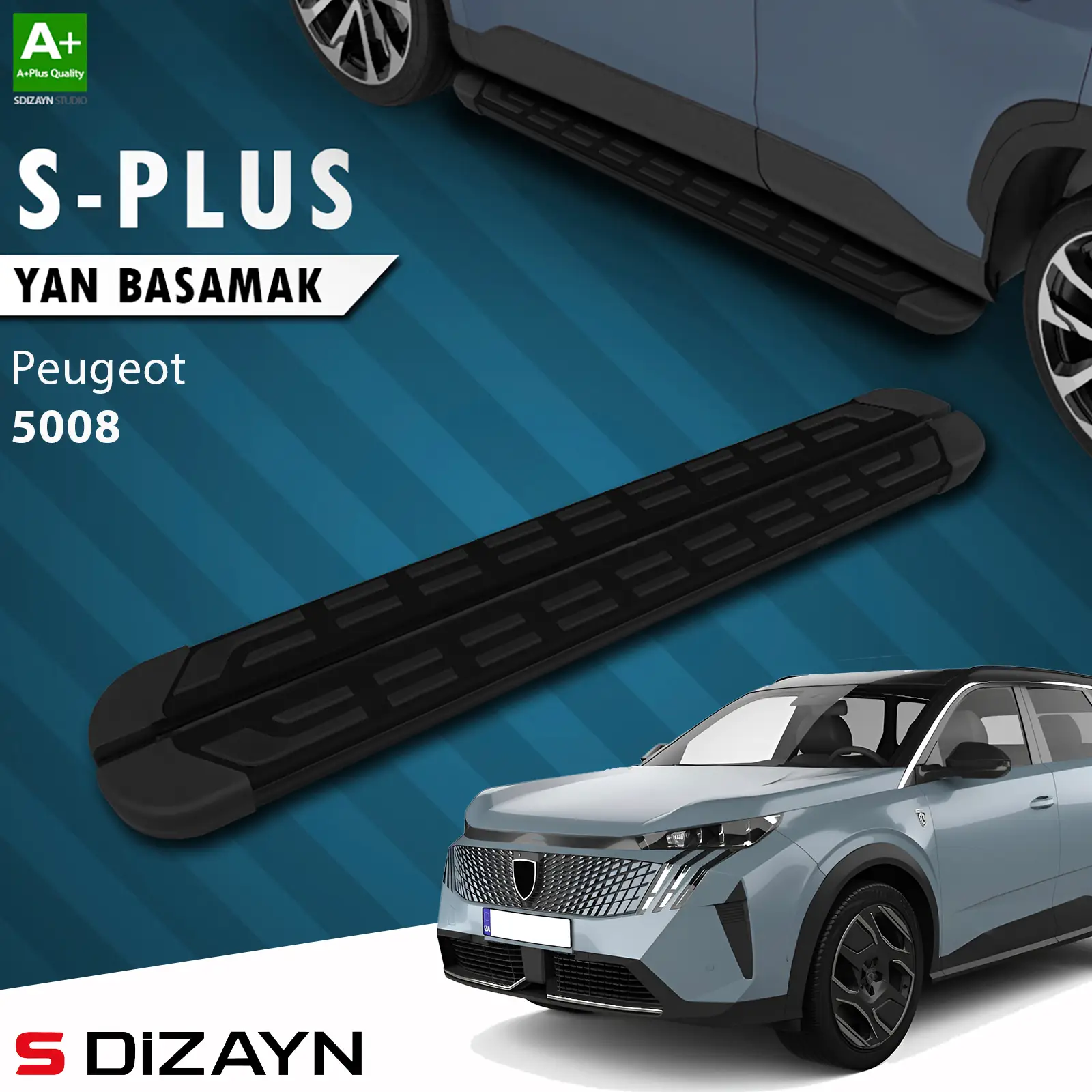 S-Dizayn Peugeot 5008 3 Elektrikli S-Plus Siyah Yan Basamak 203 Cm 2024 Üzeri A+ Kalite