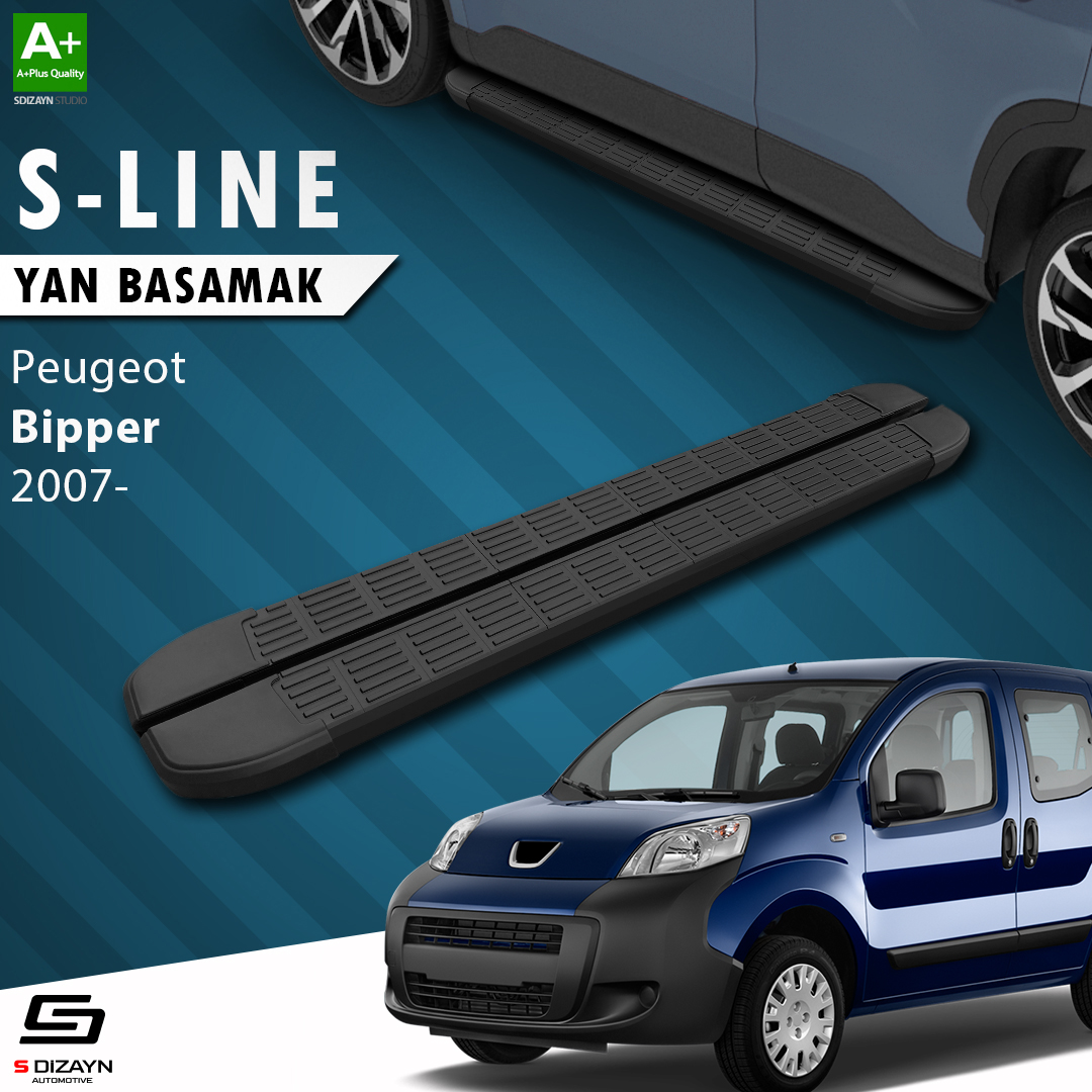 S-Dizayn Peugeot Bipper S-Line Siyah Yan Basamak 173 Cm 2007-2017 A+ Kalite S-Dizayn Peugeot Bipper S-Line Siyah Yan Basamak 173 Cm 2007-2017 A+ Kalite