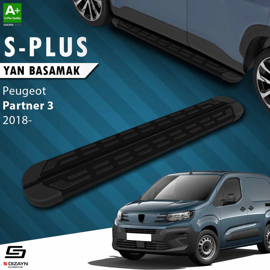 S-Dizayn Peugeot Partner 3 S-Plus Siyah Yan Basamak 203 Cm 2018 Üzeri S-Dizayn Peugeot Partner 3 S-Plus Siyah Yan Basamak 203 Cm 2018 Üzeri