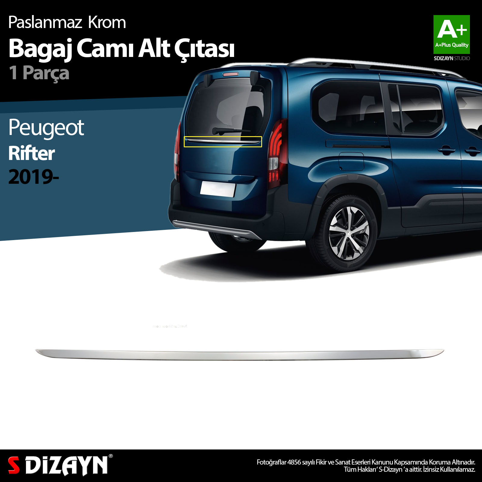 S-Dizayn Peugeot Rifter Krom Bagaj Camı Alt Çıtası 2019 Üzeri S-Dizayn Peugeot Rifter Krom Bagaj Camı Alt Çıtası 2019 Üzeri