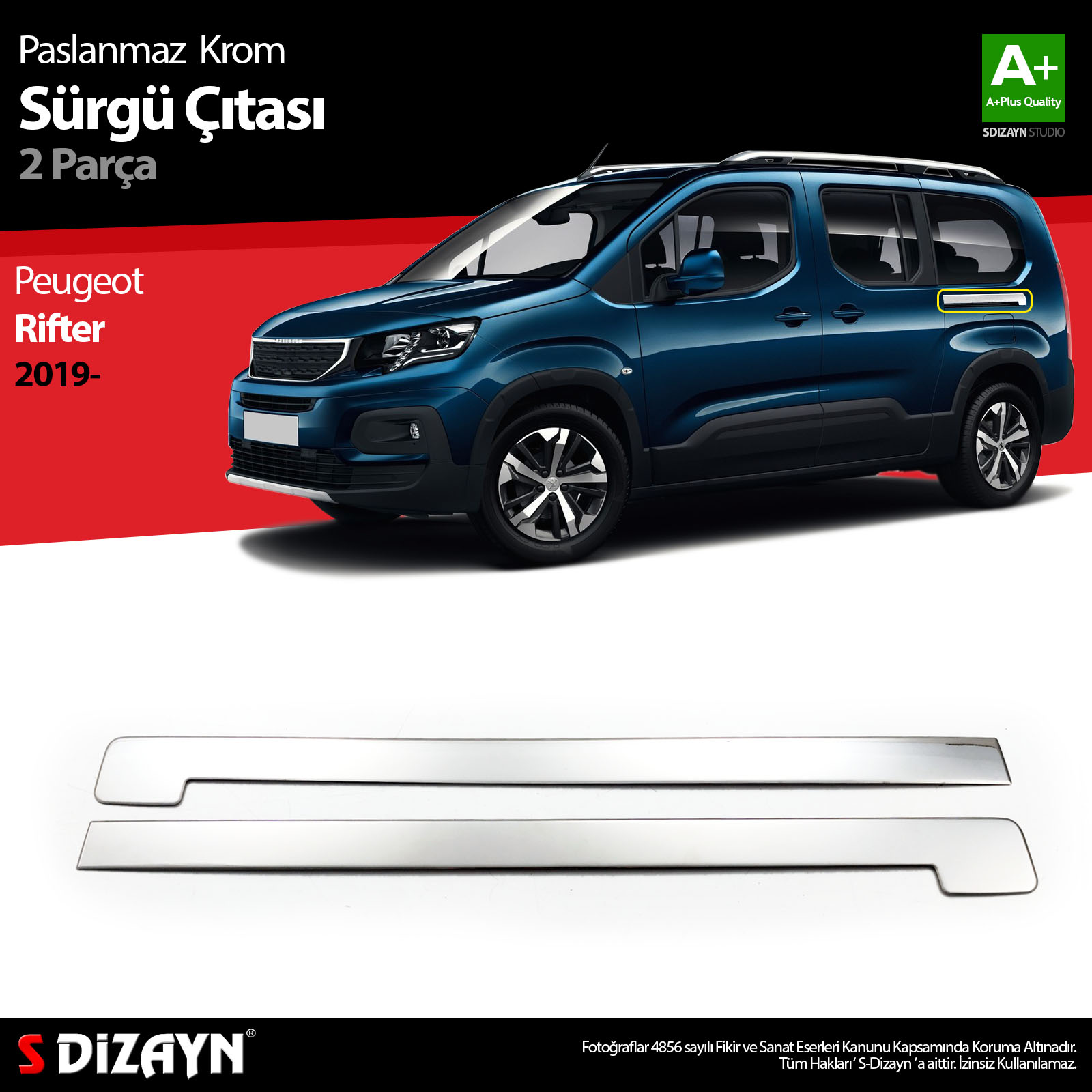 S-Dizayn Peugeot Rifter Krom Sürgülü Kapı Çıtası 2019 Üzeri S-Dizayn Peugeot Rifter Krom Sürgülü Kapı Çıtası 2019 Üzeri
