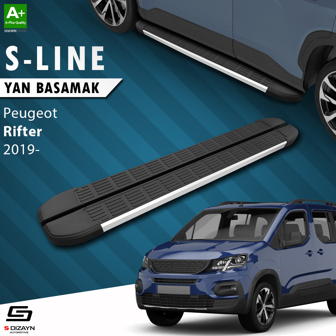 S-Dizayn Peugeot Rifter Uzun Şase S-Line Aluminyum Yan Basamak 213 Cm 2019 Üzeri A+ Kalite S-Dizayn Peugeot Rifter Uzun Şase S-Line Aluminyum Yan Basamak 213 Cm 2019 Üzeri A+ Kalite